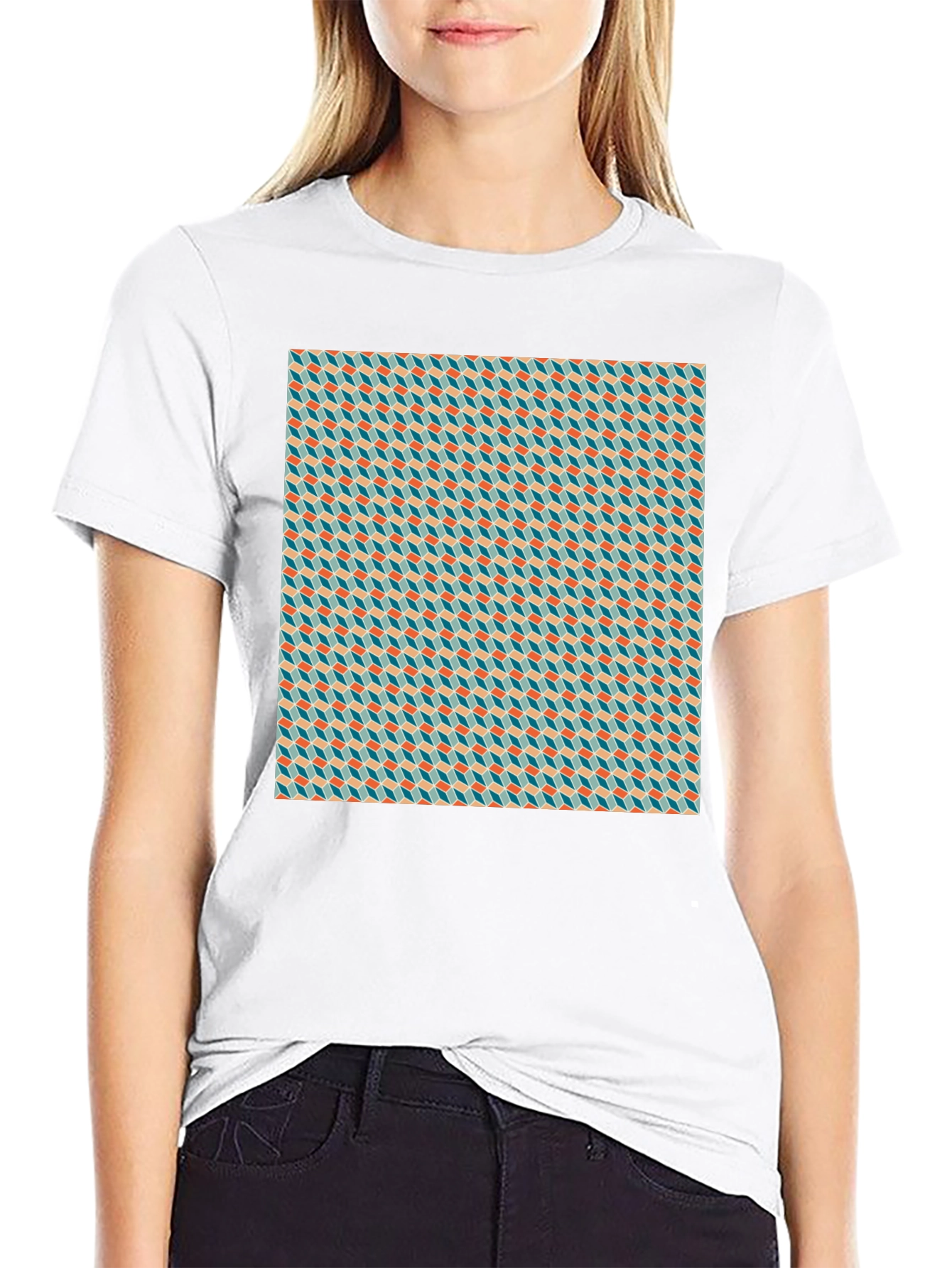 Geometric Illusion Tee - Modern Pattern Black T-Shirt