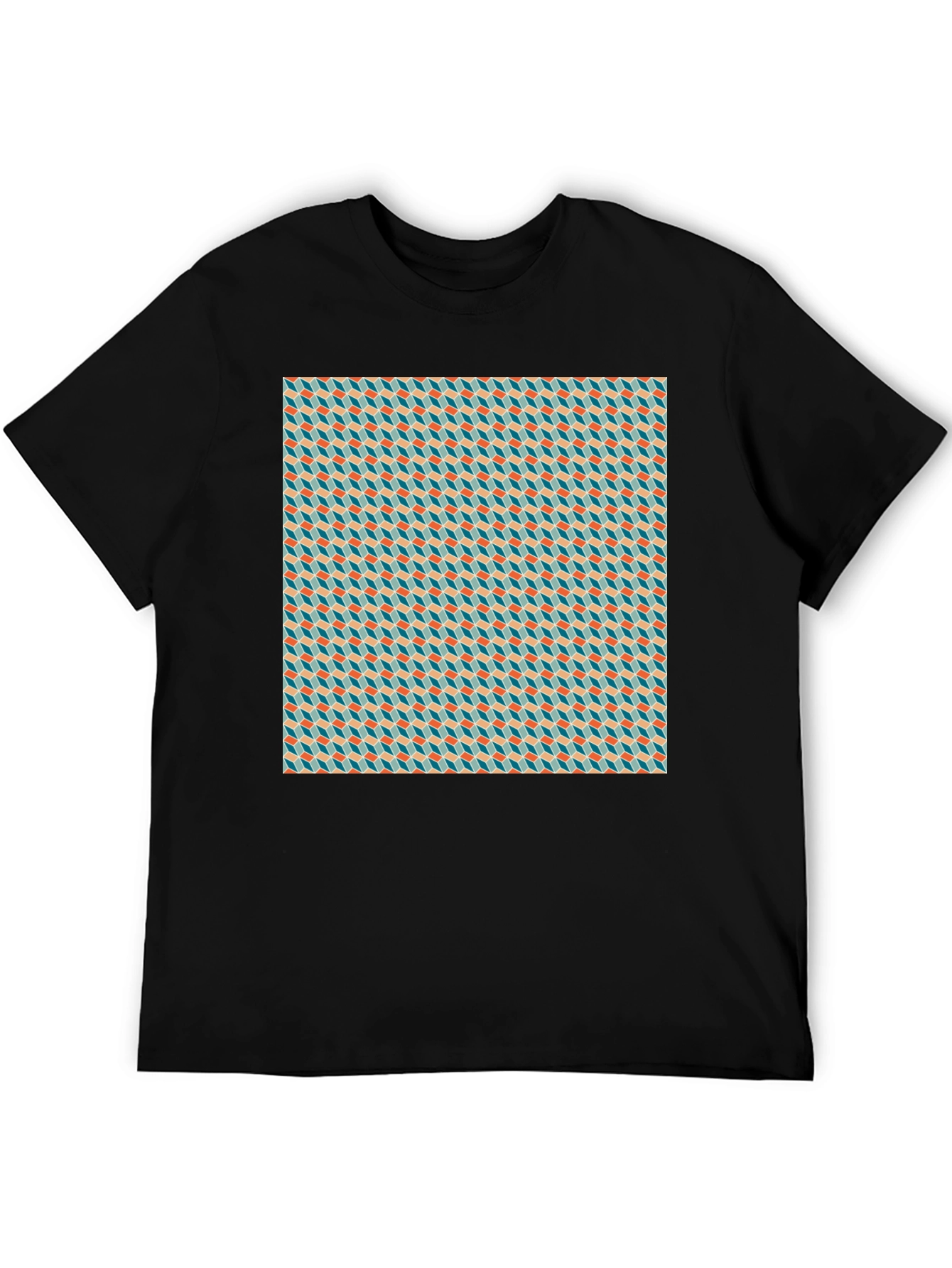 Geometric Illusion Tee - Modern Pattern Black T-Shirt
