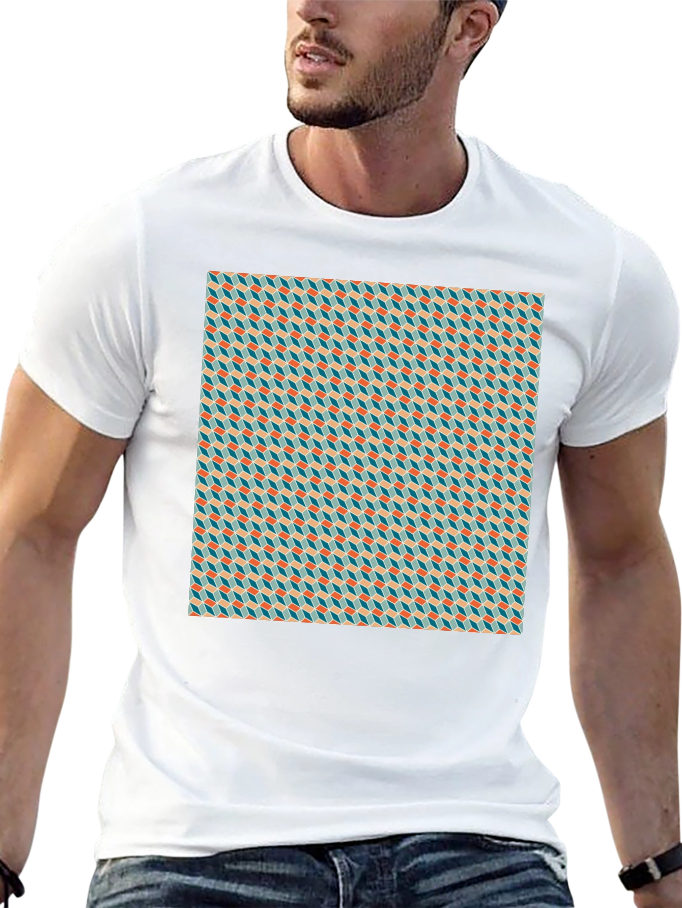 Geometric Illusion Tee - Modern Pattern Black T-Shirt