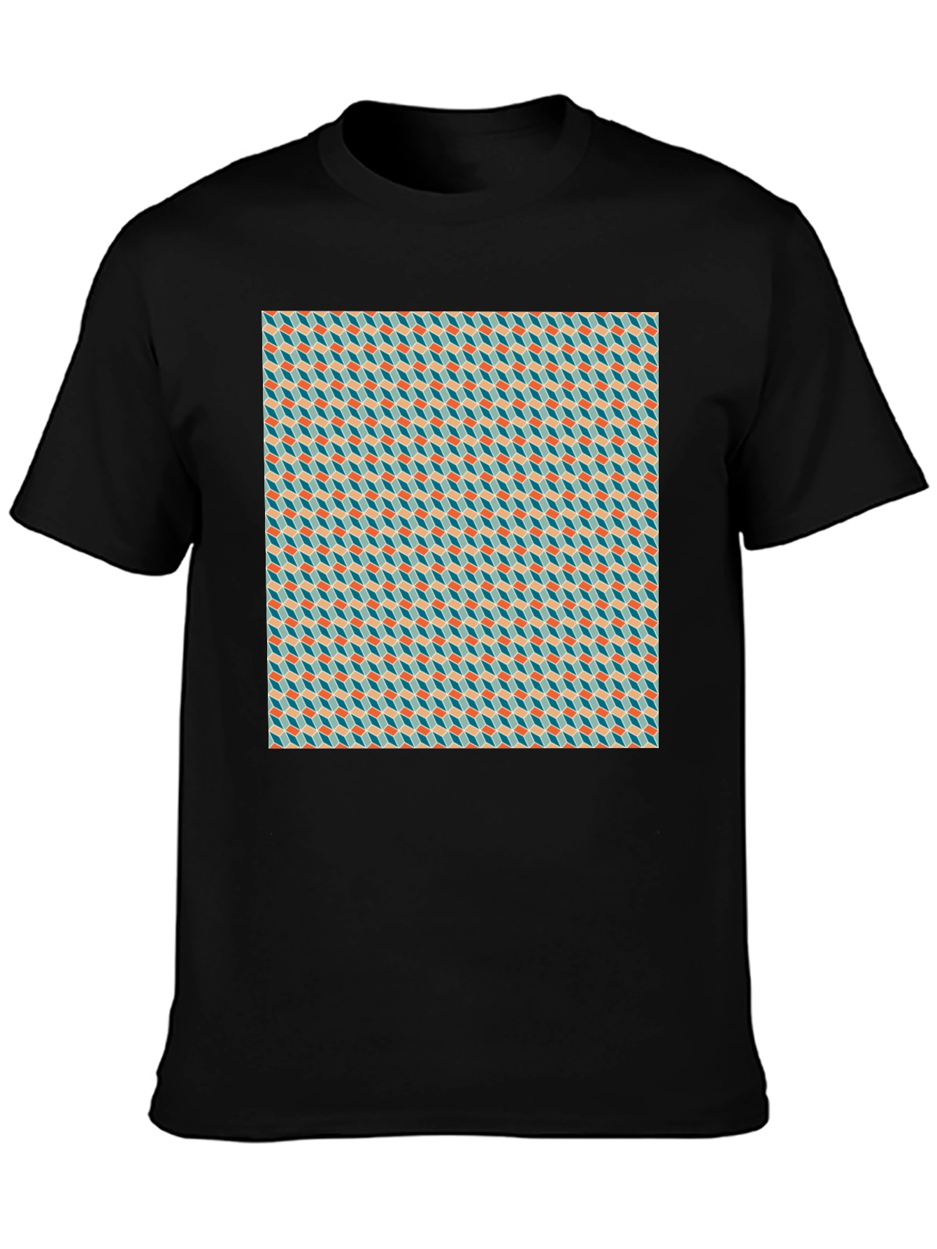 Geometric Illusion Tee - Modern Pattern Black T-Shirt