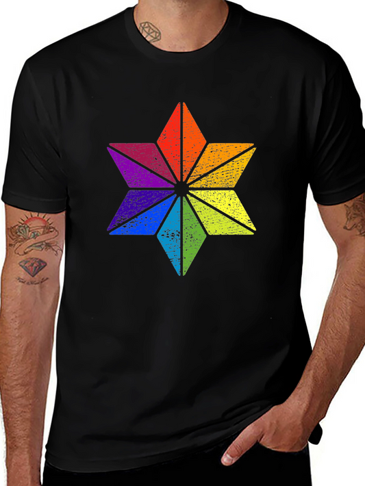 Rainbow Star Graphic Black T-Shirt