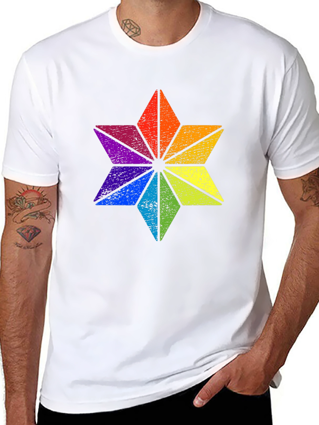 Rainbow Star Graphic Black T-Shirt