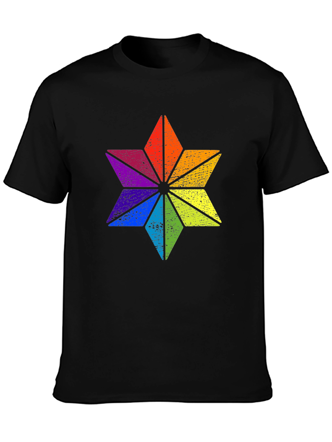 Rainbow Star Graphic Black T-Shirt