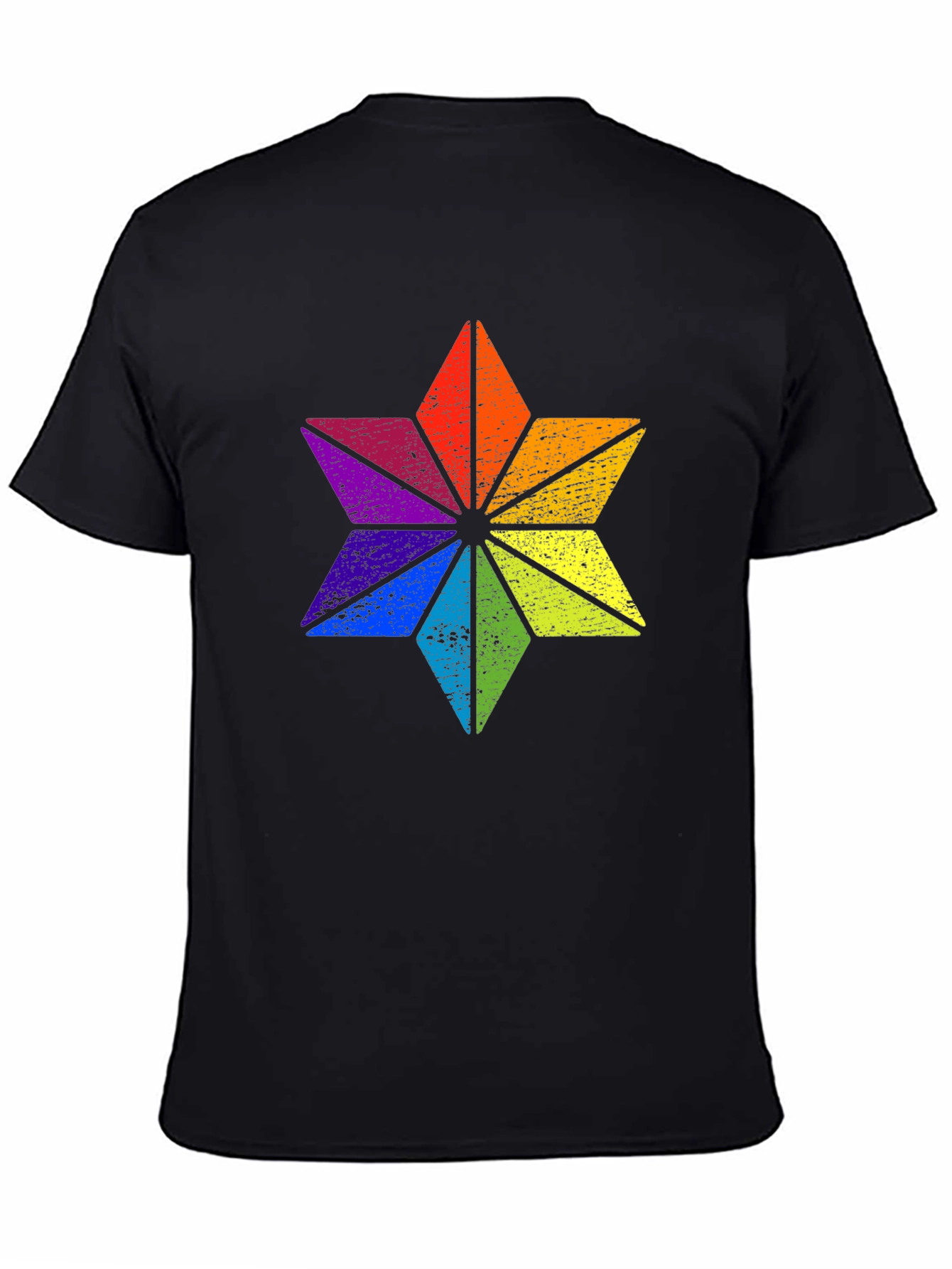 Rainbow Star Graphic Black T-Shirt