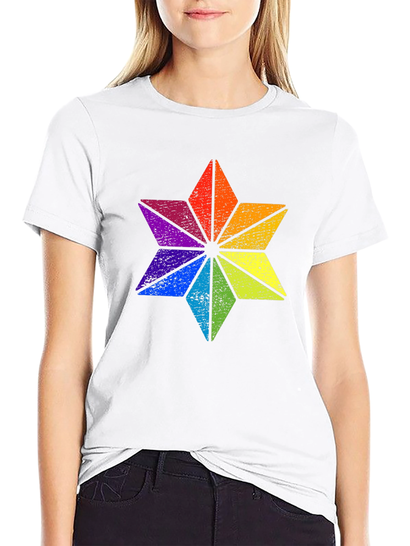 Rainbow Star Graphic Black T-Shirt