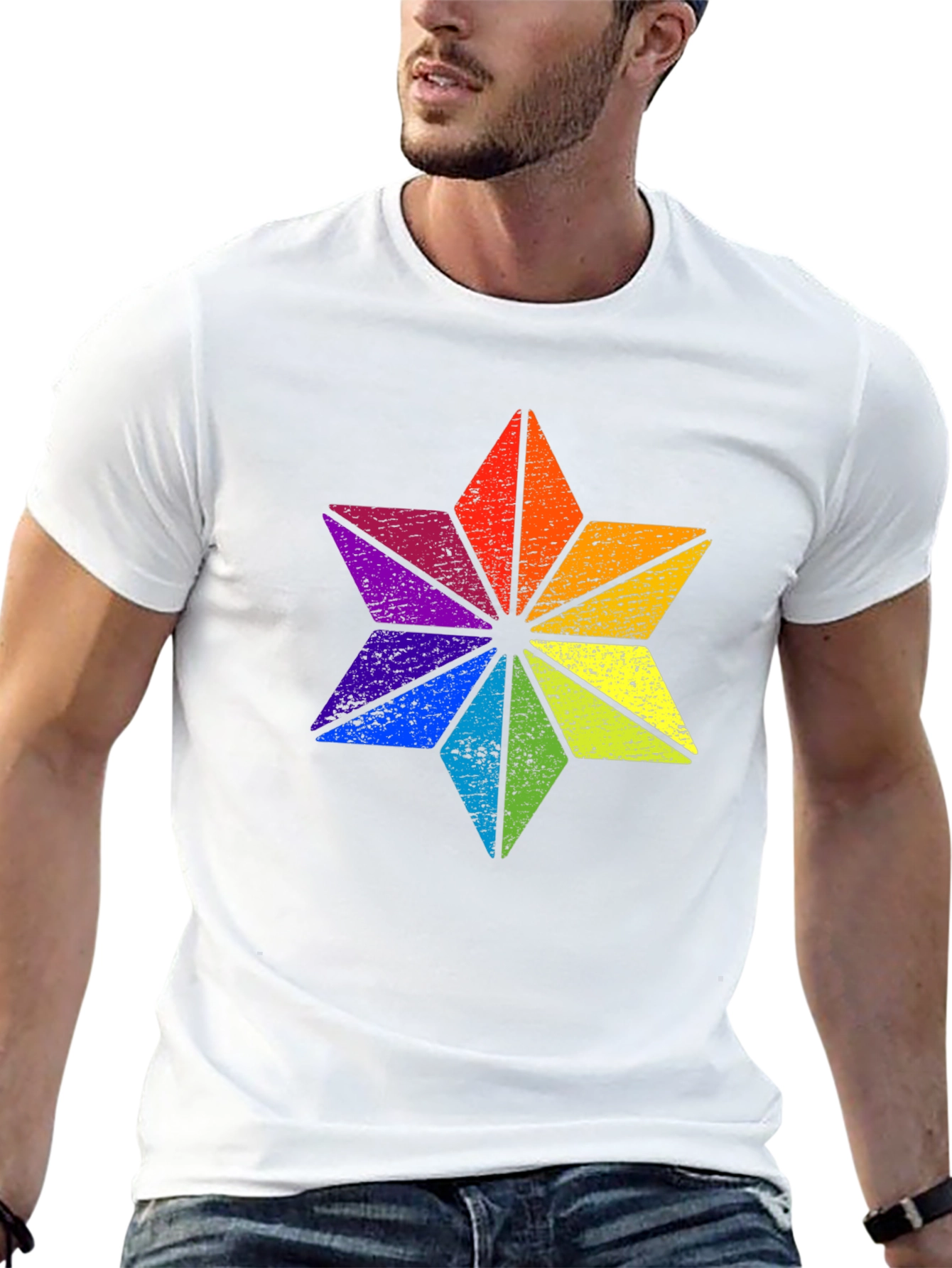 Rainbow Star Graphic Black T-Shirt
