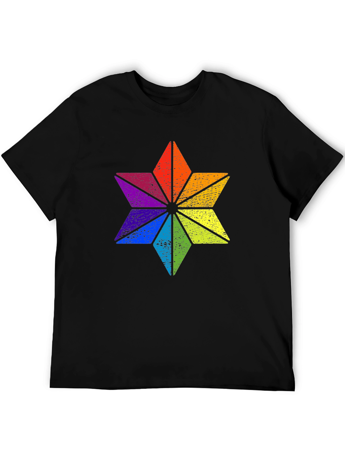 Rainbow Star Graphic Black T-Shirt