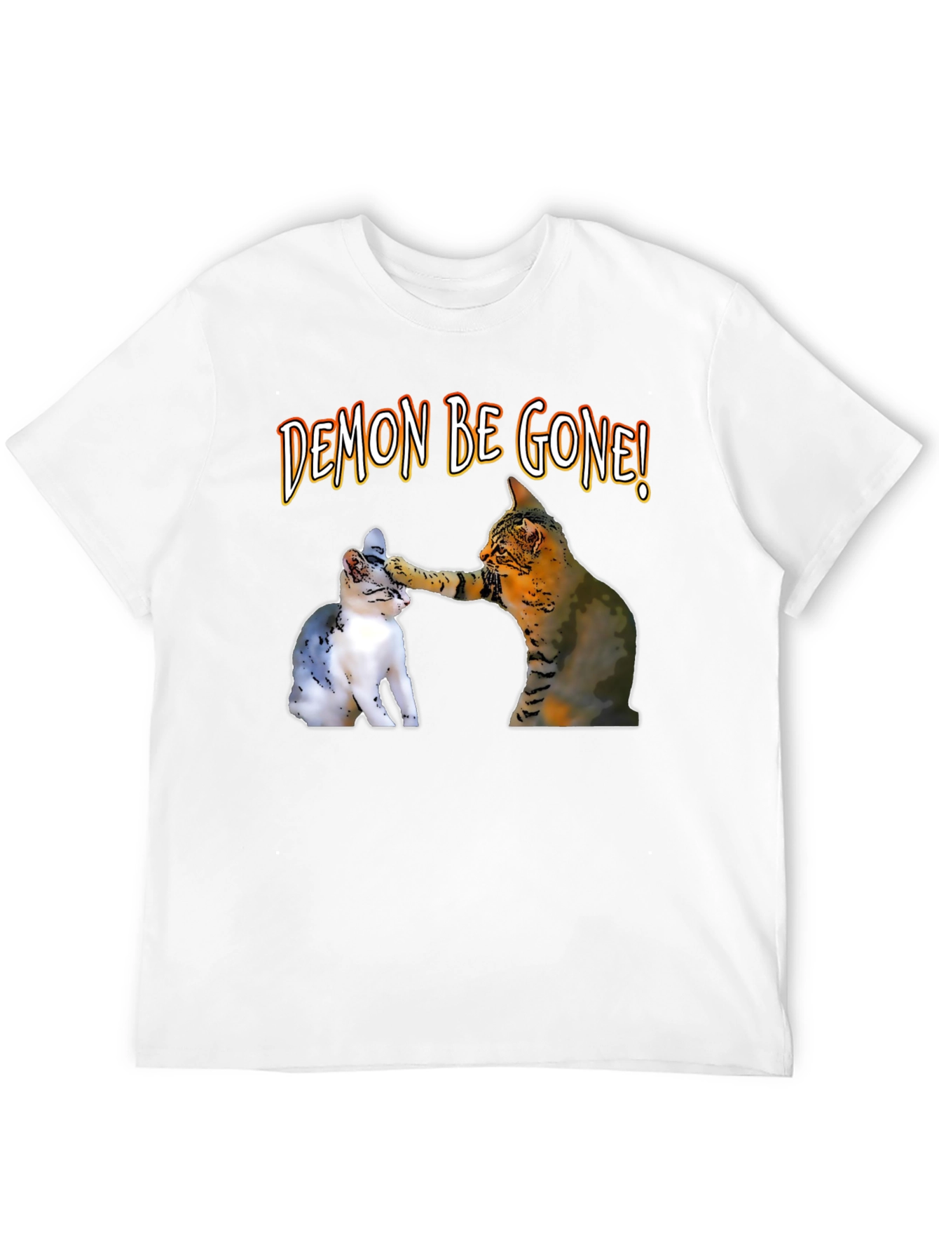 Demon Be Gone! Cat T-Shirt - Funny Graphic Tee