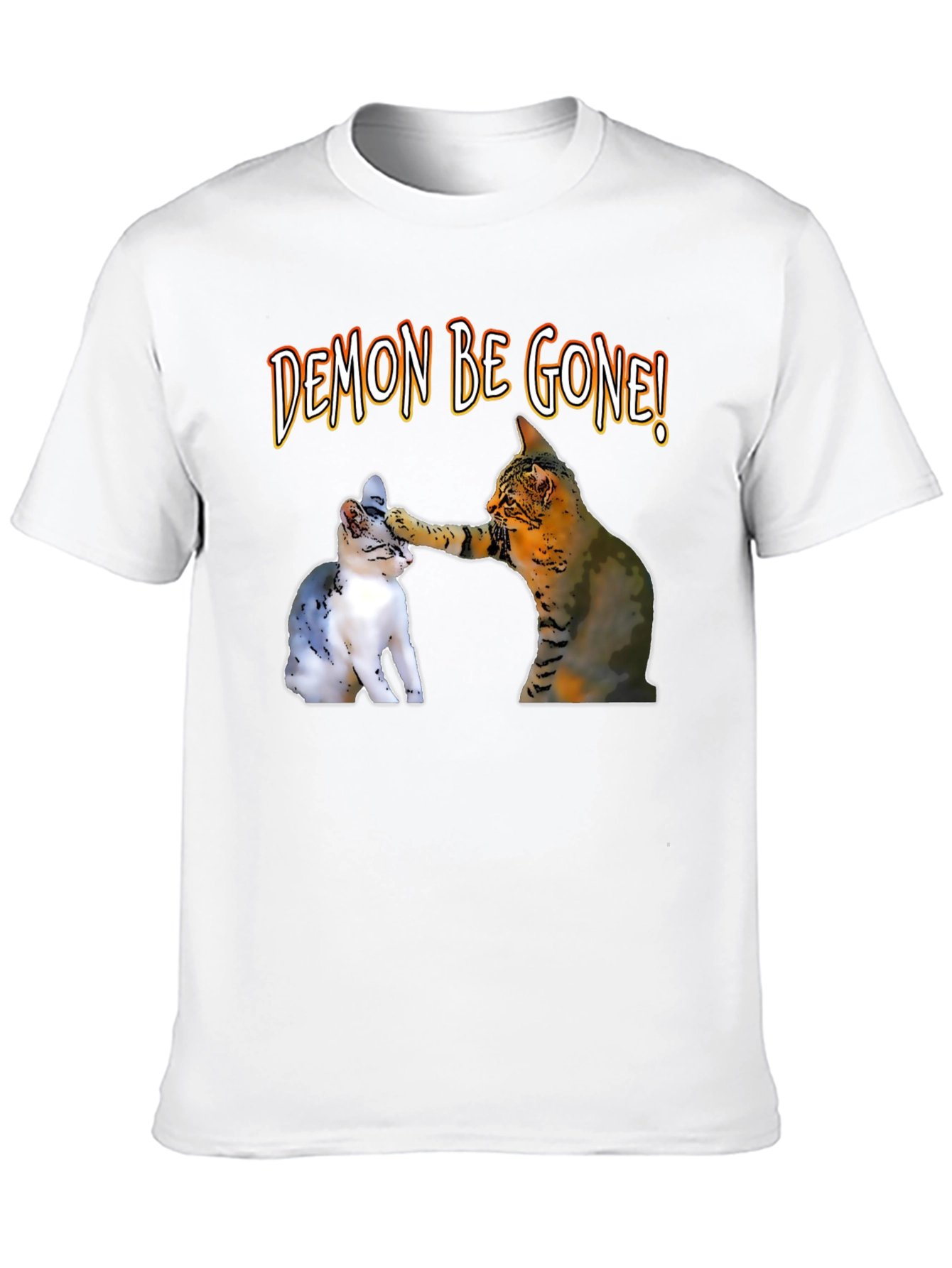 Demon Be Gone! Cat T-Shirt - Funny Graphic Tee