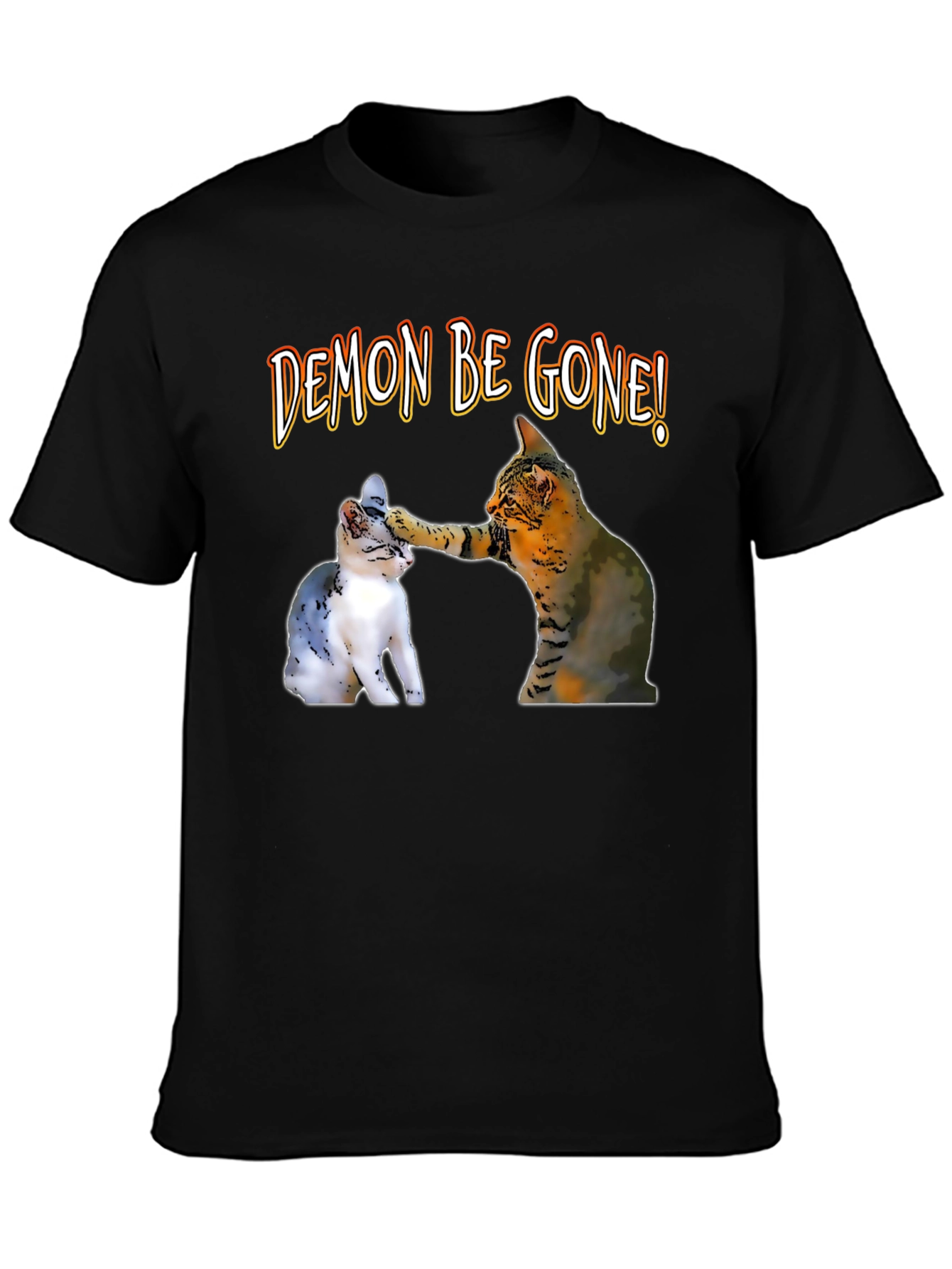 Demon Be Gone! Cat T-Shirt - Funny Graphic Tee