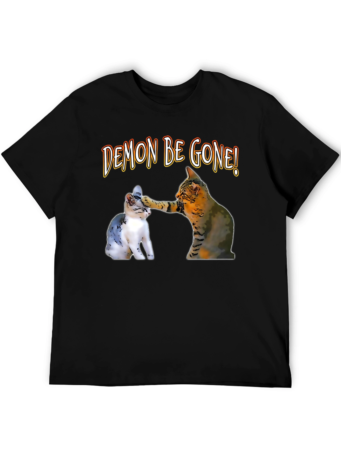 Demon Be Gone! Cat T-Shirt - Funny Graphic Tee