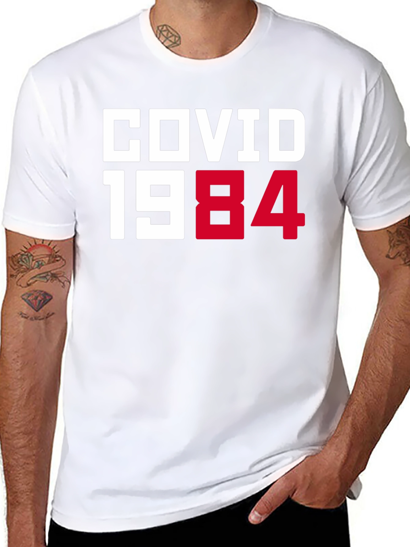 COVID 1984 Black T-Shirt - Novelty Graphic Tee