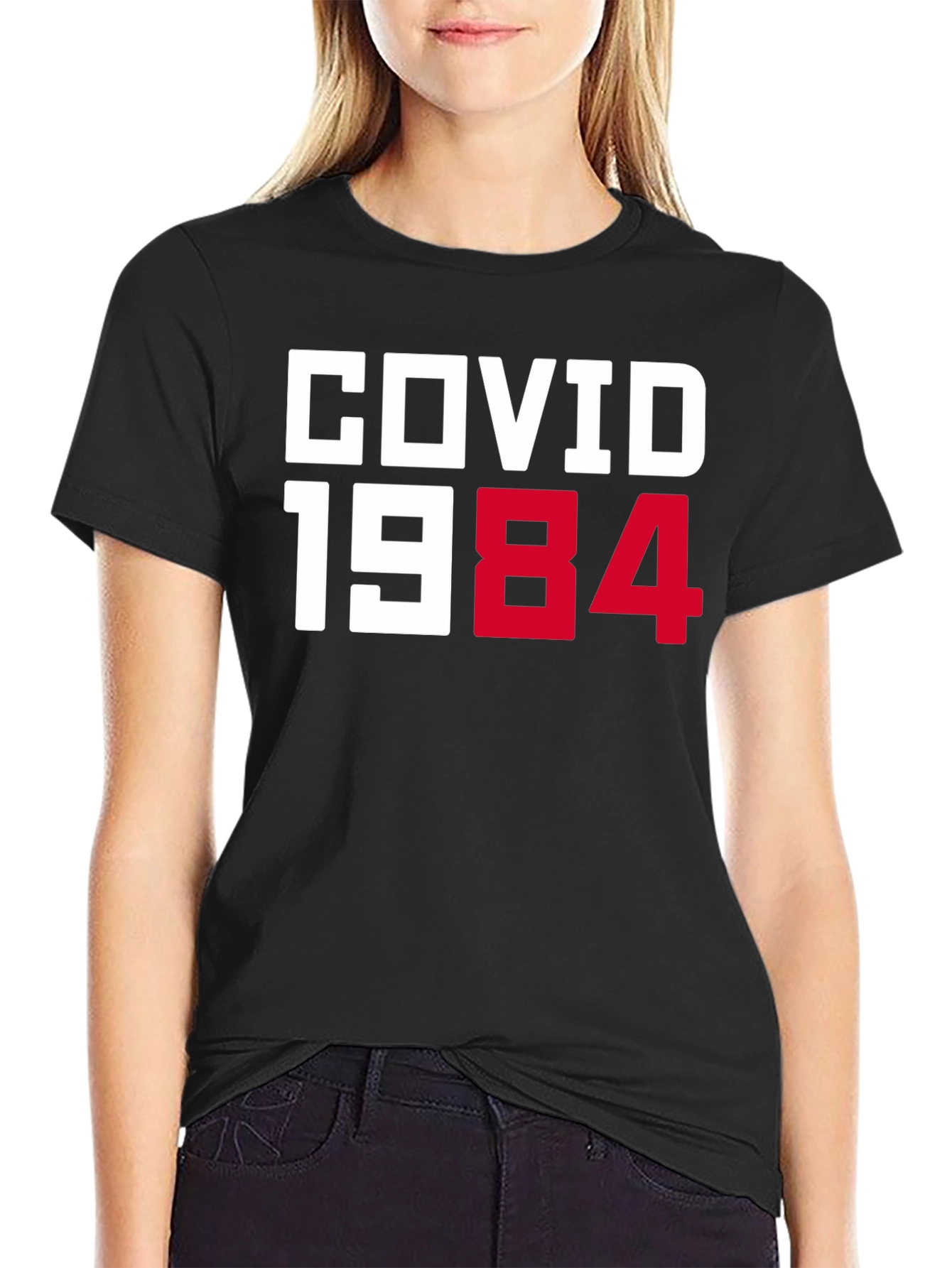 COVID 1984 Black T-Shirt - Novelty Graphic Tee