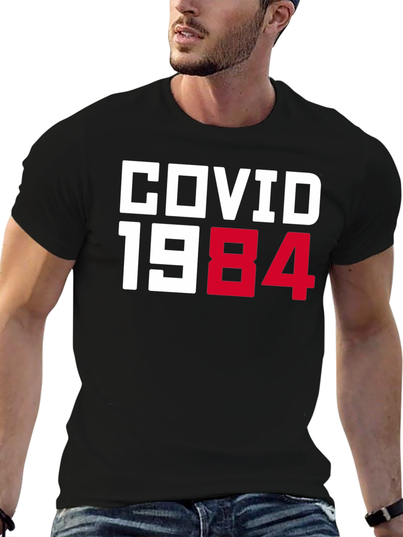 COVID 1984 Black T-Shirt - Novelty Graphic Tee