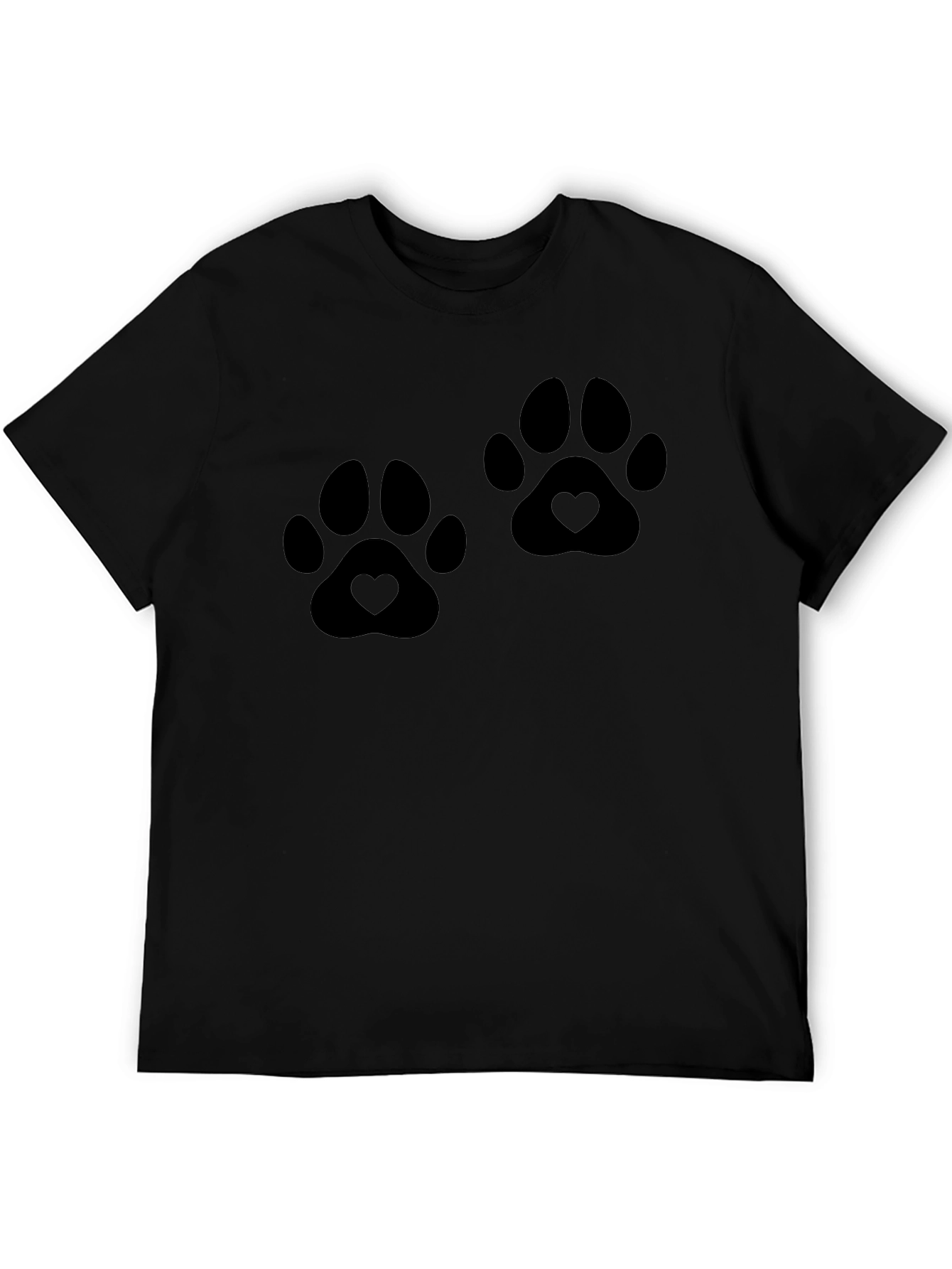 Heart Paw Print Graphic Black T-Shirt