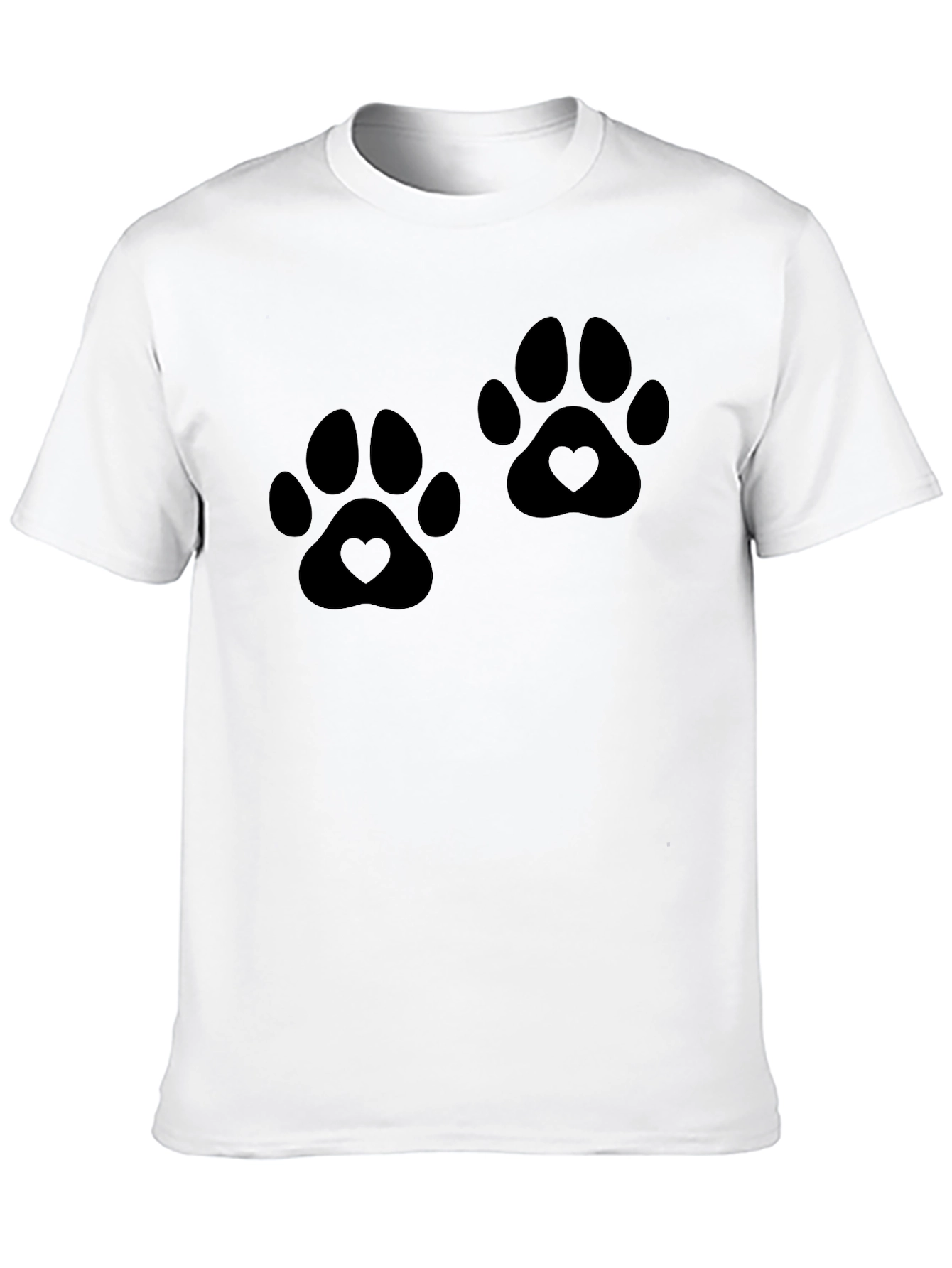 Heart Paw Print Graphic Black T-Shirt