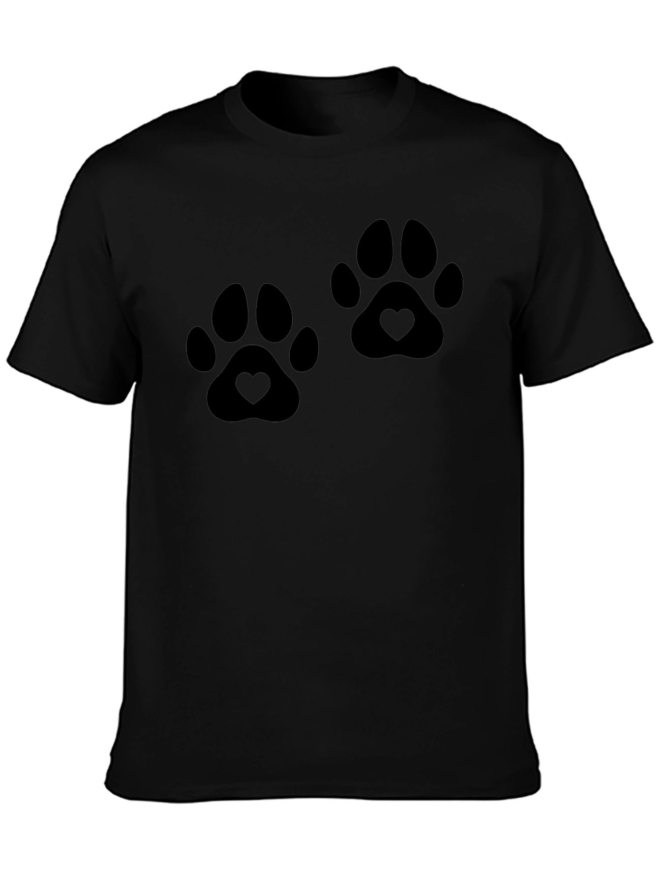 Heart Paw Print Graphic Black T-Shirt