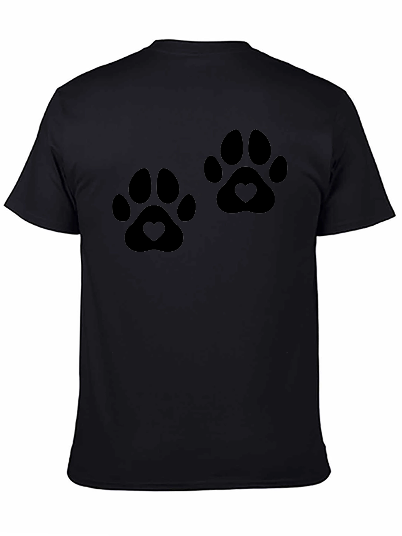 Heart Paw Print Graphic Black T-Shirt