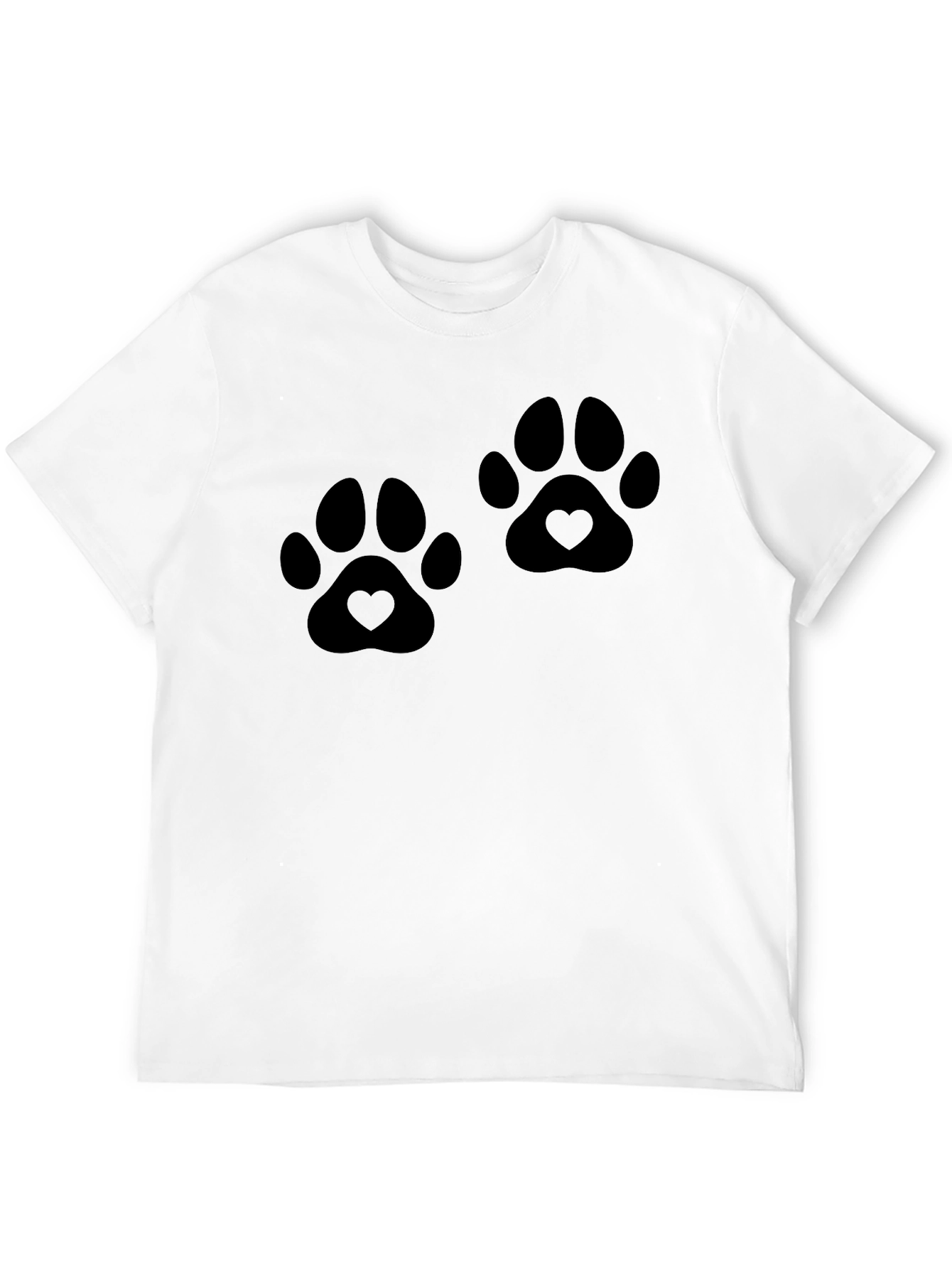 Heart Paw Print Graphic Black T-Shirt