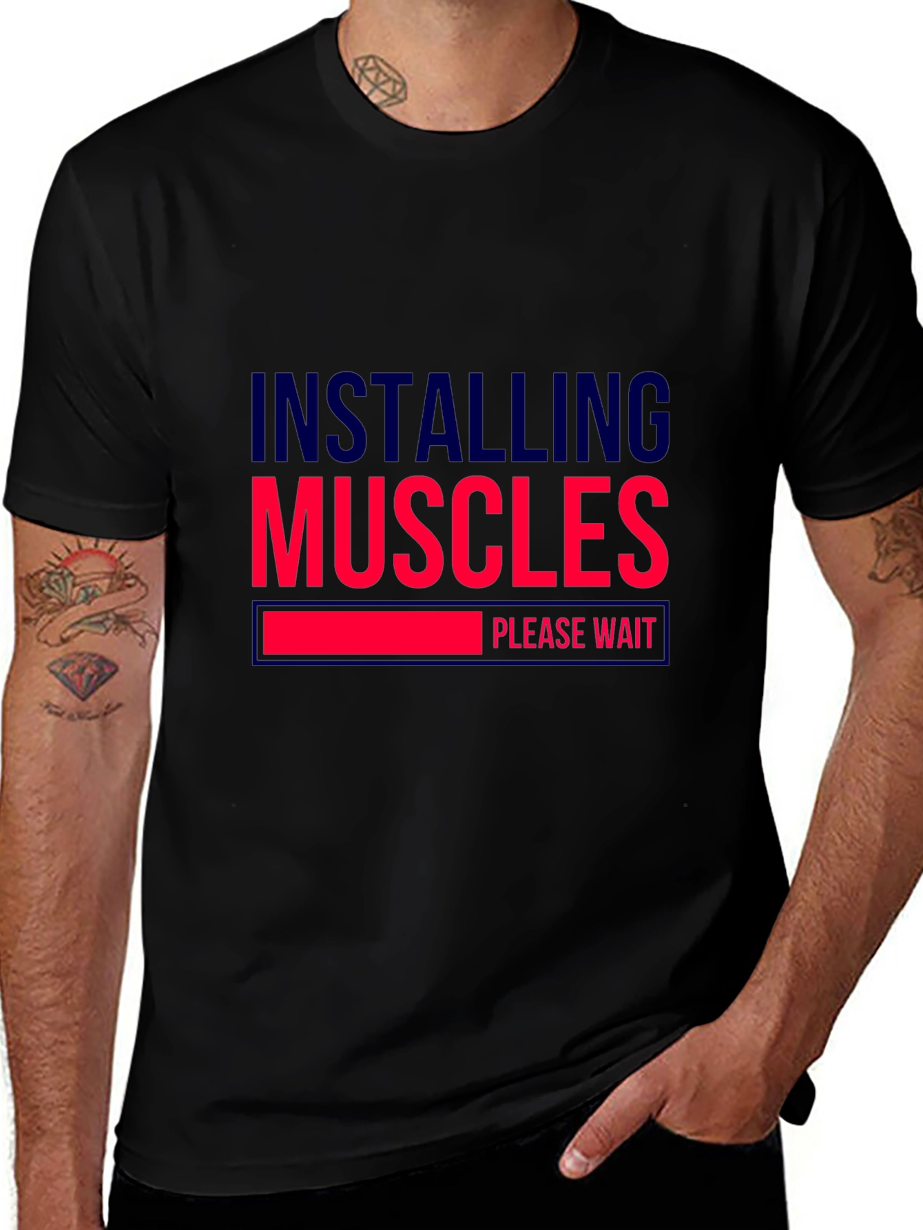 Installing Muscles Black Graphic Tee