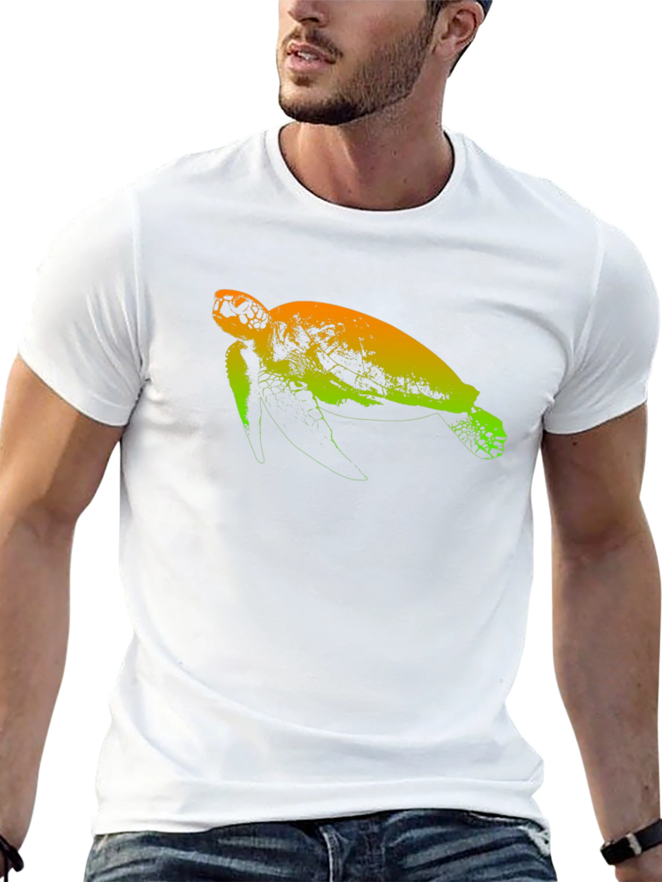Sea Turtle Graphic Tee - Black Cotton T-Shirt