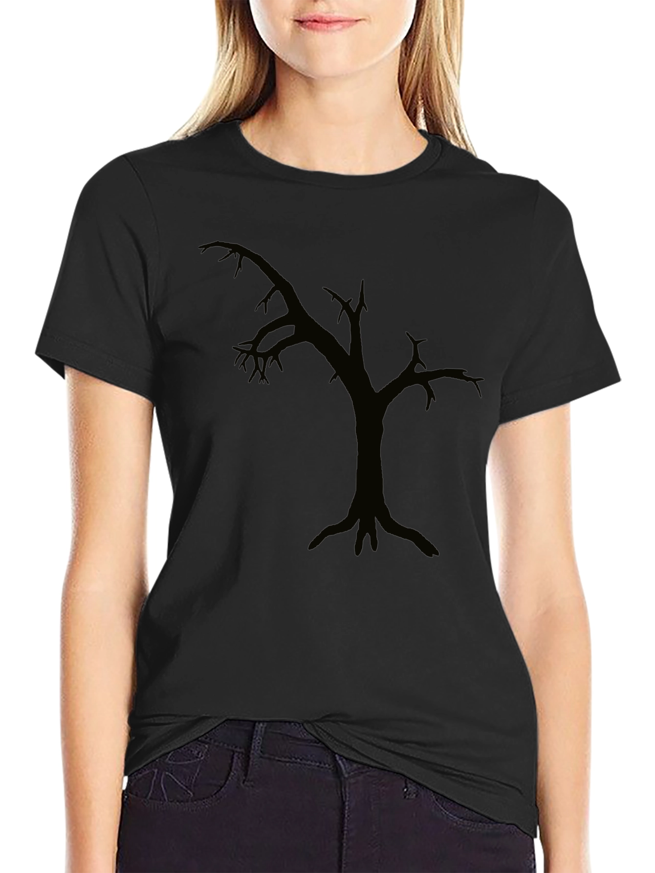 Silhouette Tree Graphic Tee - Modern Black T-Shirt