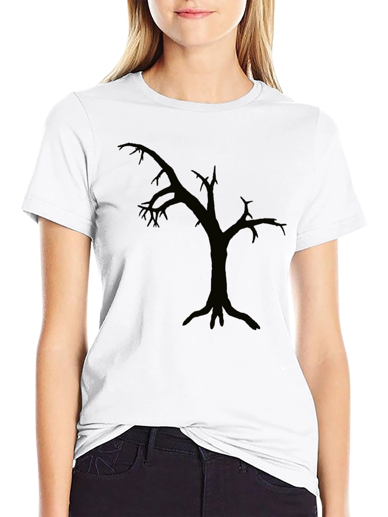 Silhouette Tree Graphic Tee - Modern Black T-Shirt