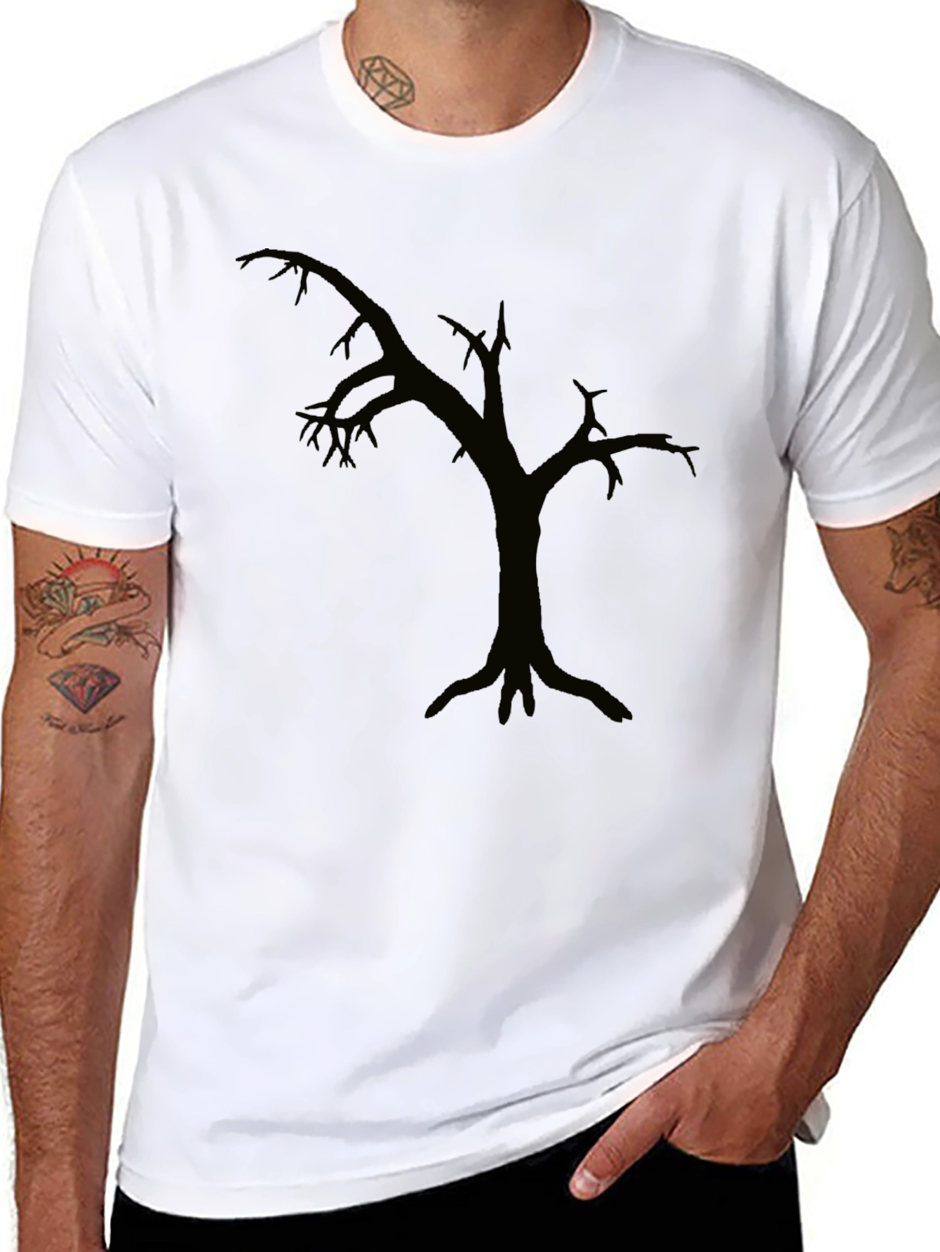 Silhouette Tree Graphic Tee - Modern Black T-Shirt