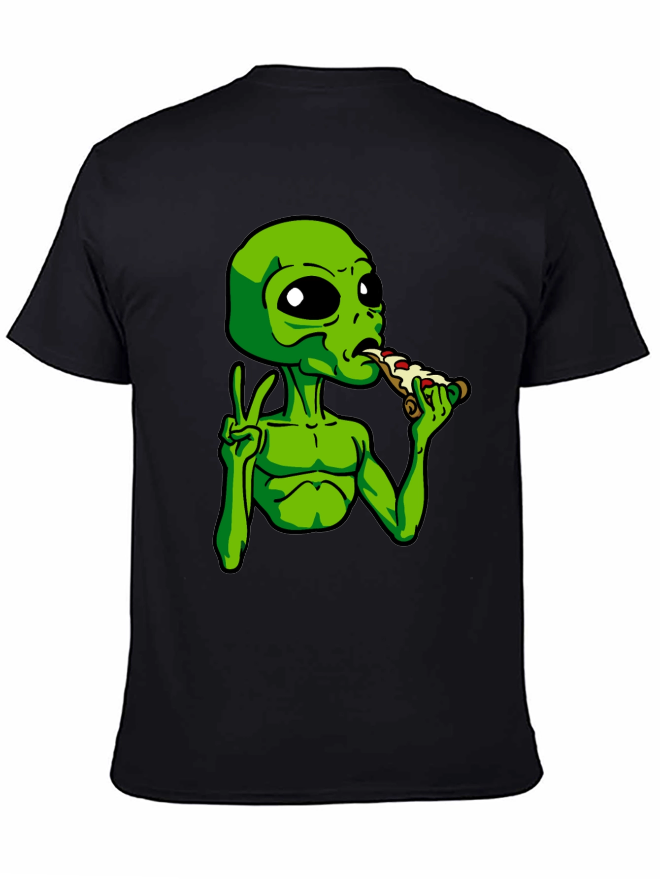 Alien Peace Pizza Graphic T-Shirt