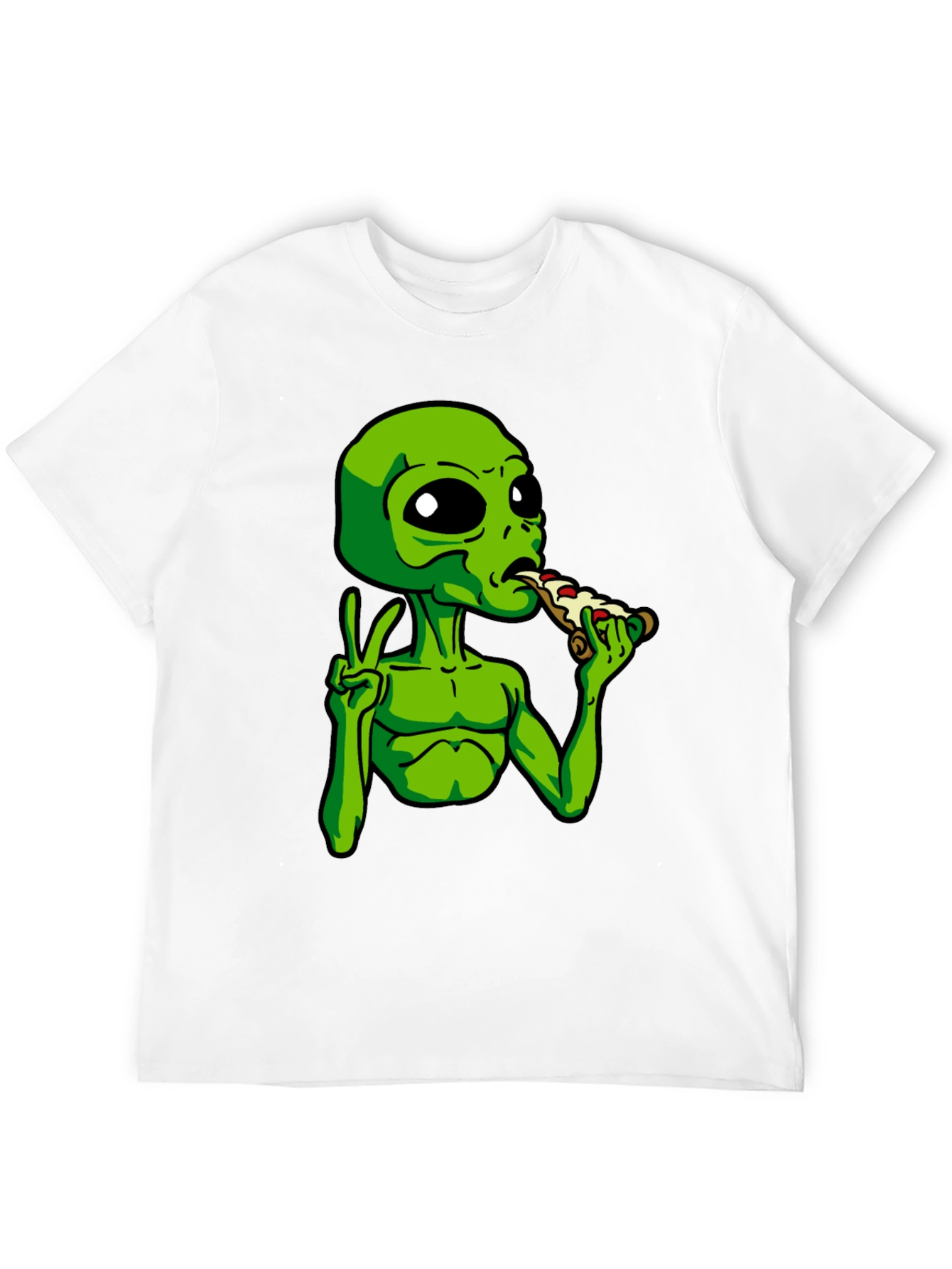 Alien Peace Pizza Graphic T-Shirt
