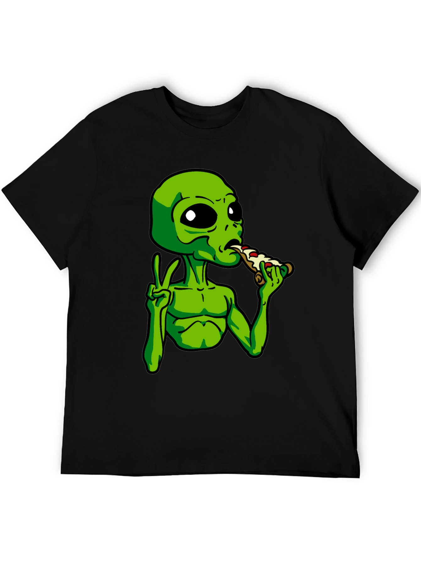 Alien Peace Pizza Graphic T-Shirt