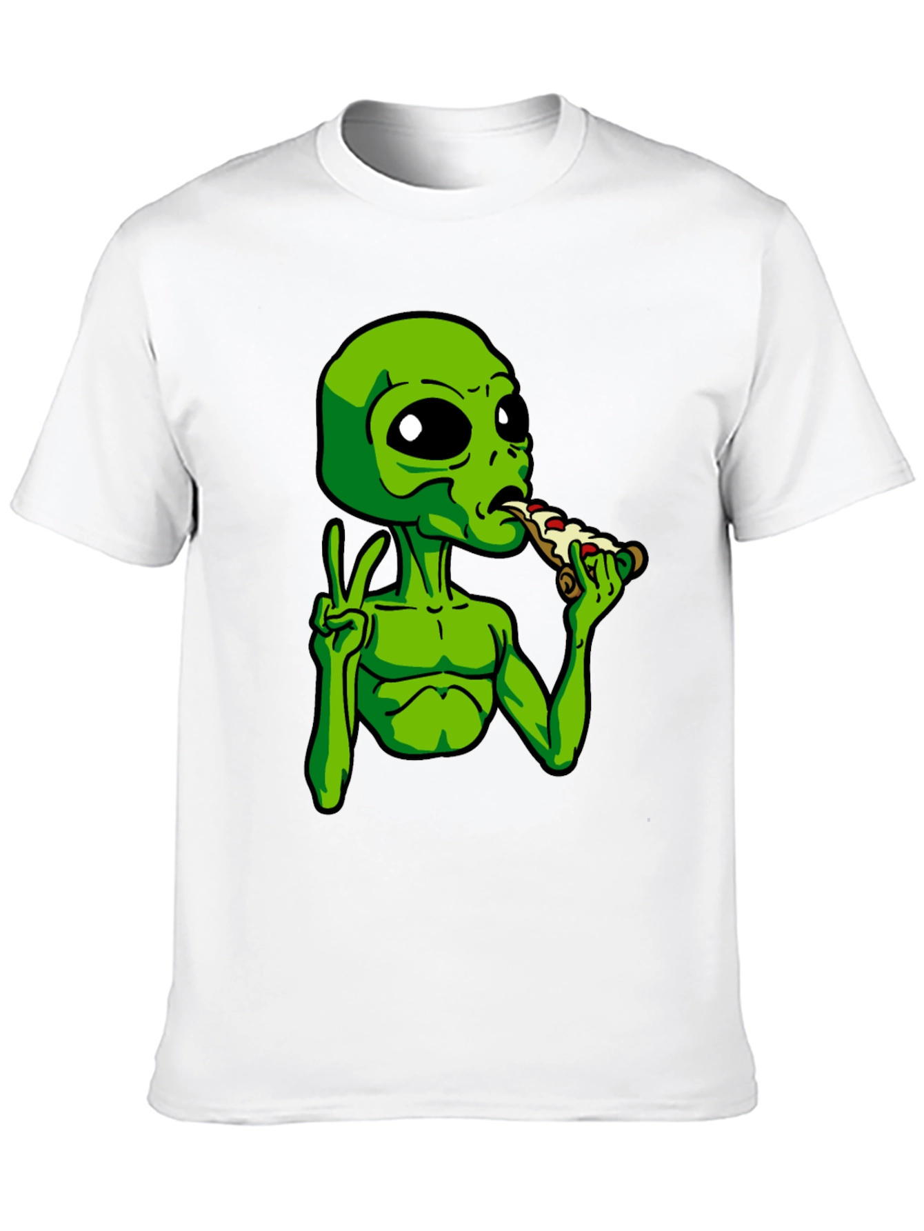 Alien Peace Pizza Graphic T-Shirt