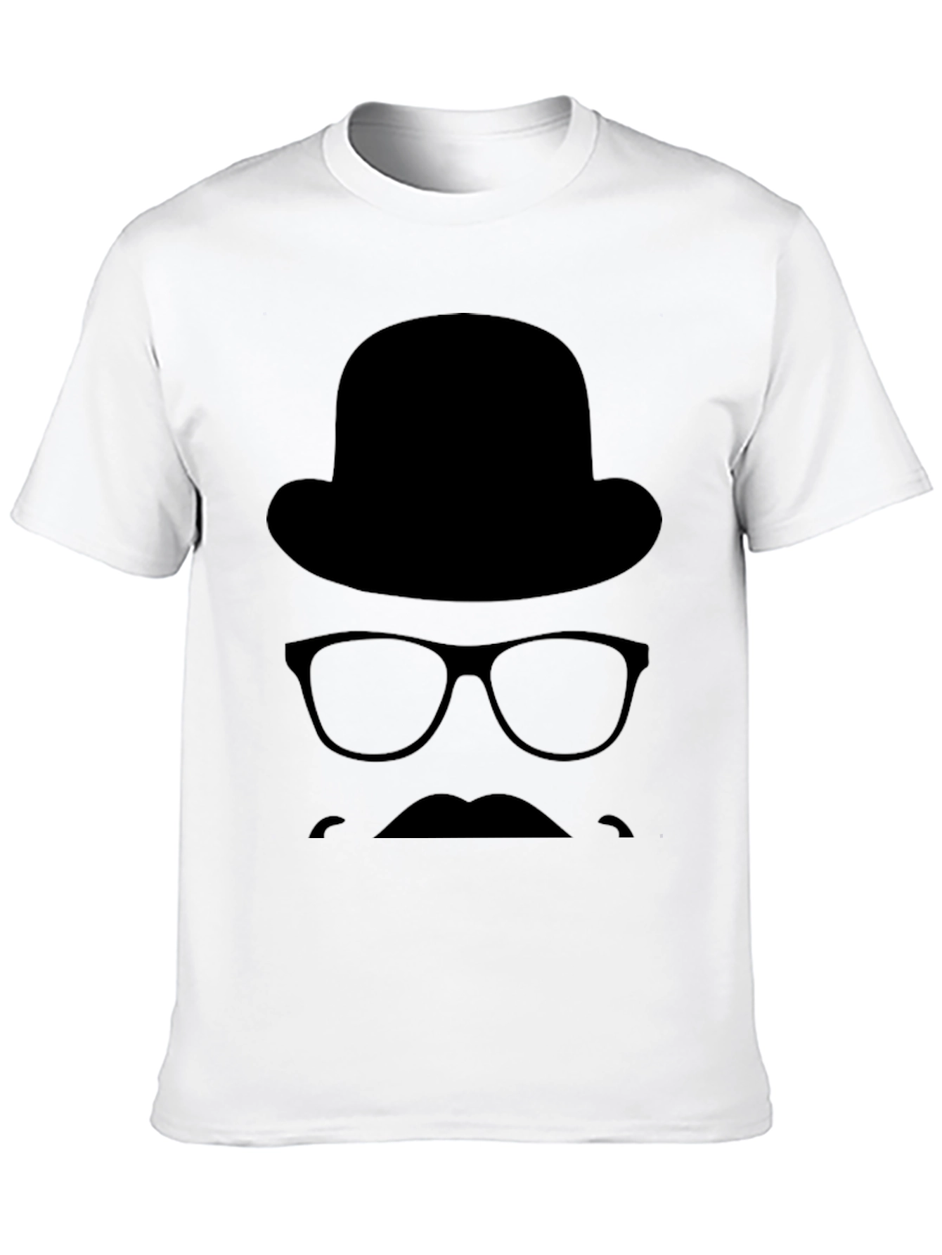 Retro Silhouette T-Shirt - Hat Glasses & Mustache