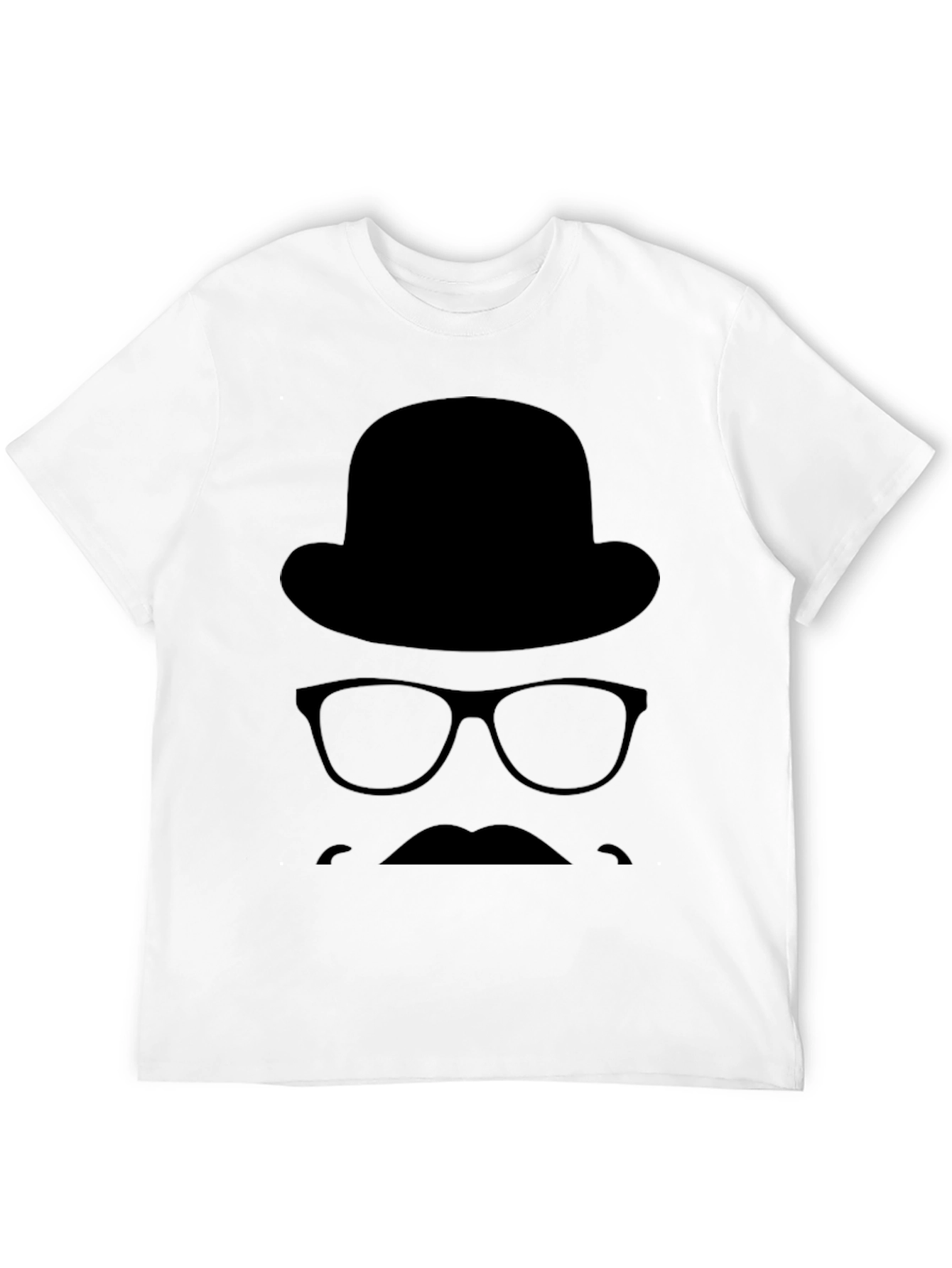 Retro Silhouette T-Shirt - Hat Glasses & Mustache