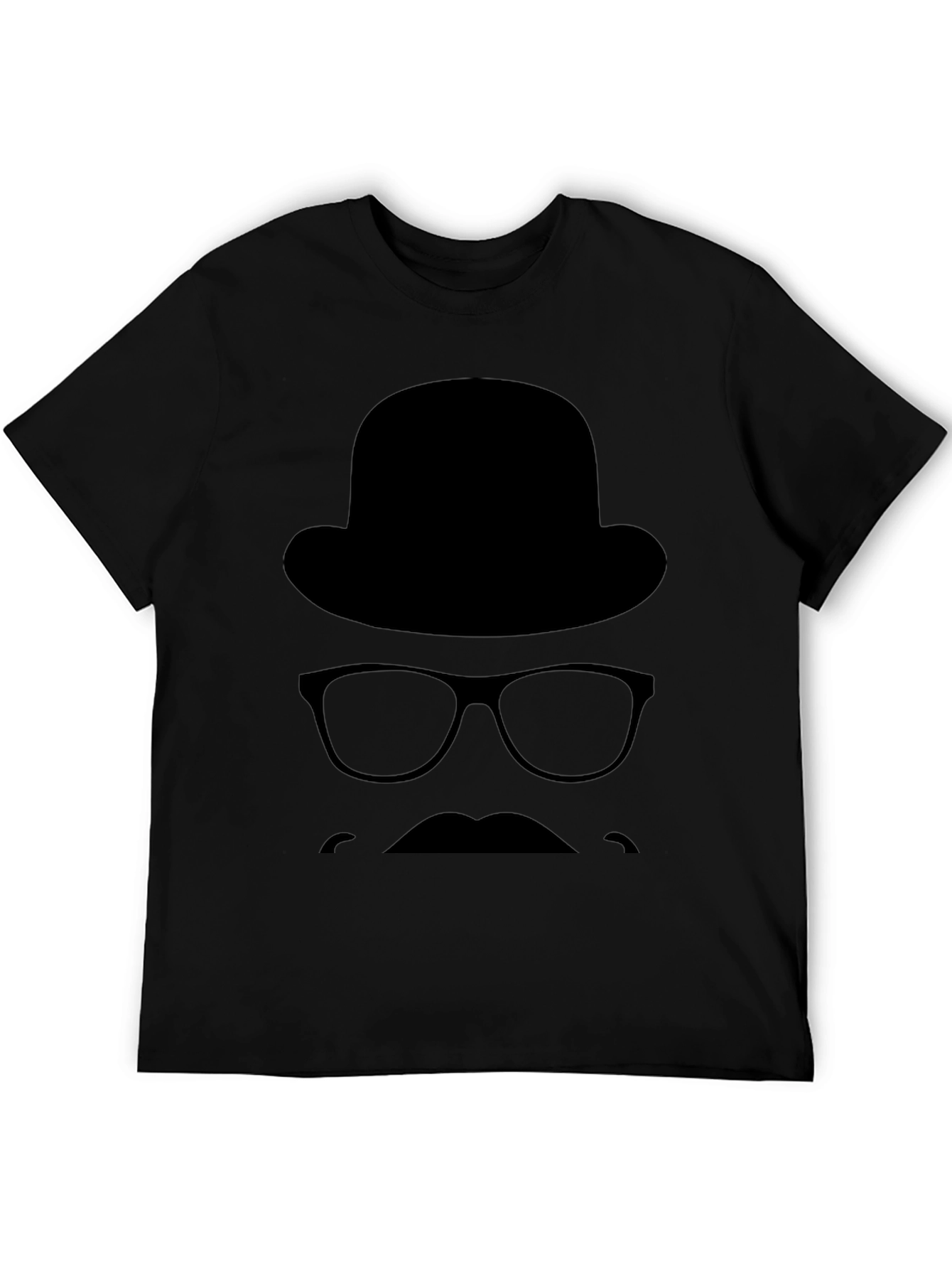 Retro Silhouette T-Shirt - Hat Glasses & Mustache