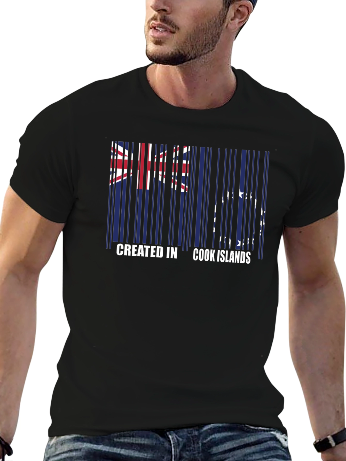 Cook Islands Flag Barcode T-Shirt
