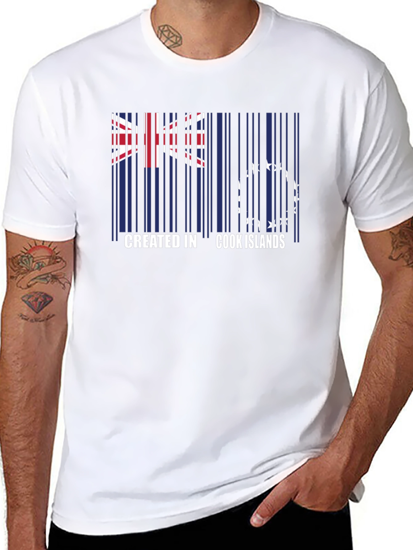 Cook Islands Flag Barcode T-Shirt