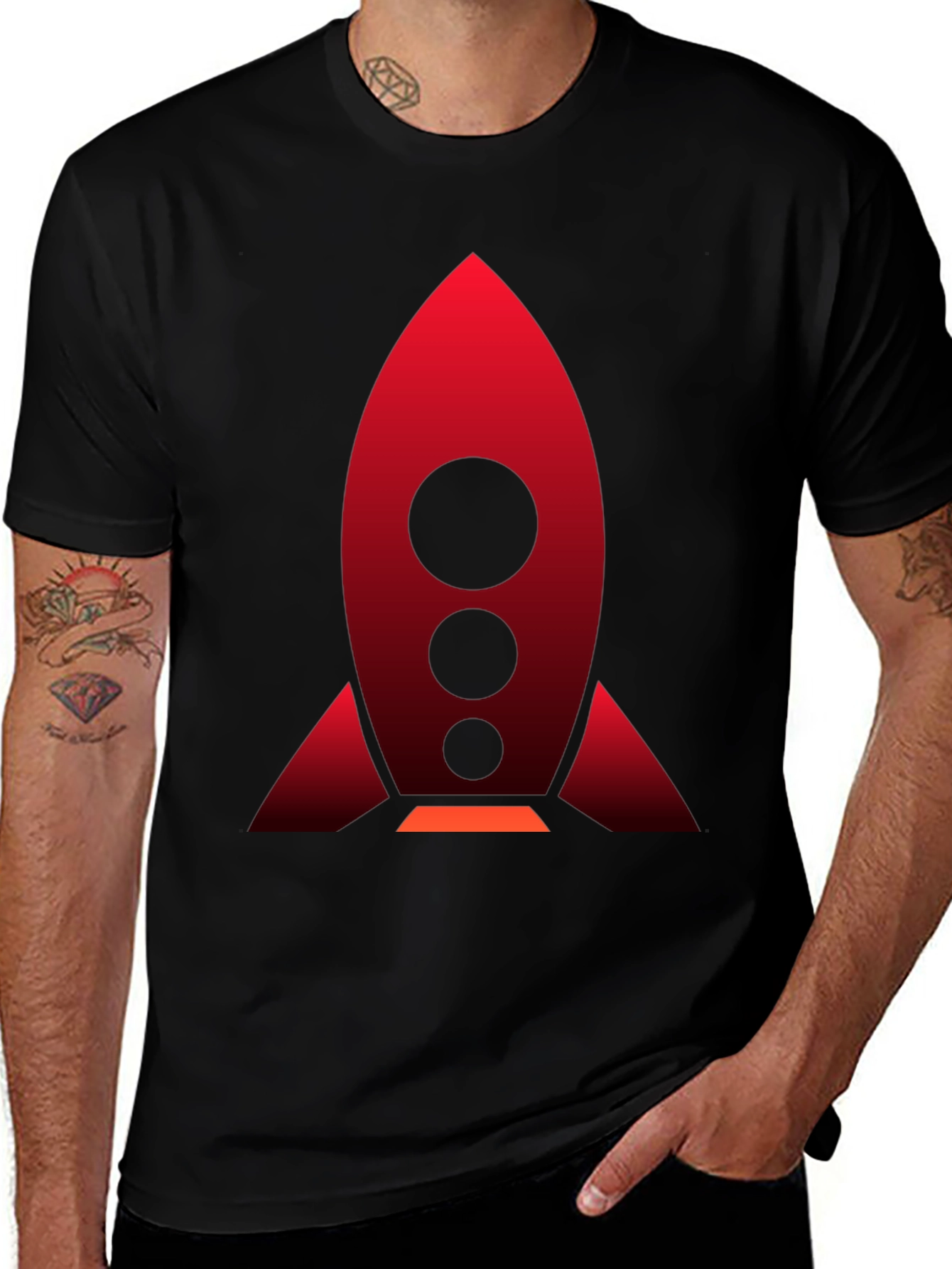 Rocket Graphic Black T-Shirt | Bold Space Design