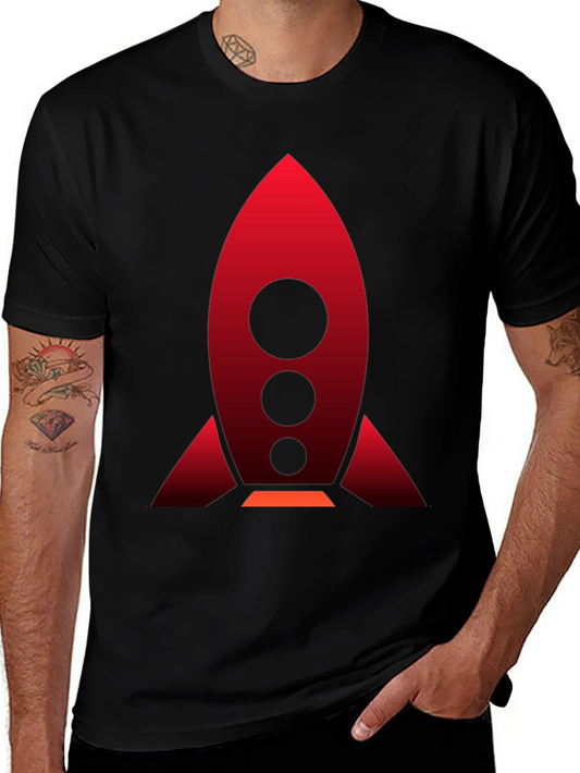 Rocket Graphic Black T-Shirt | Bold Space Design