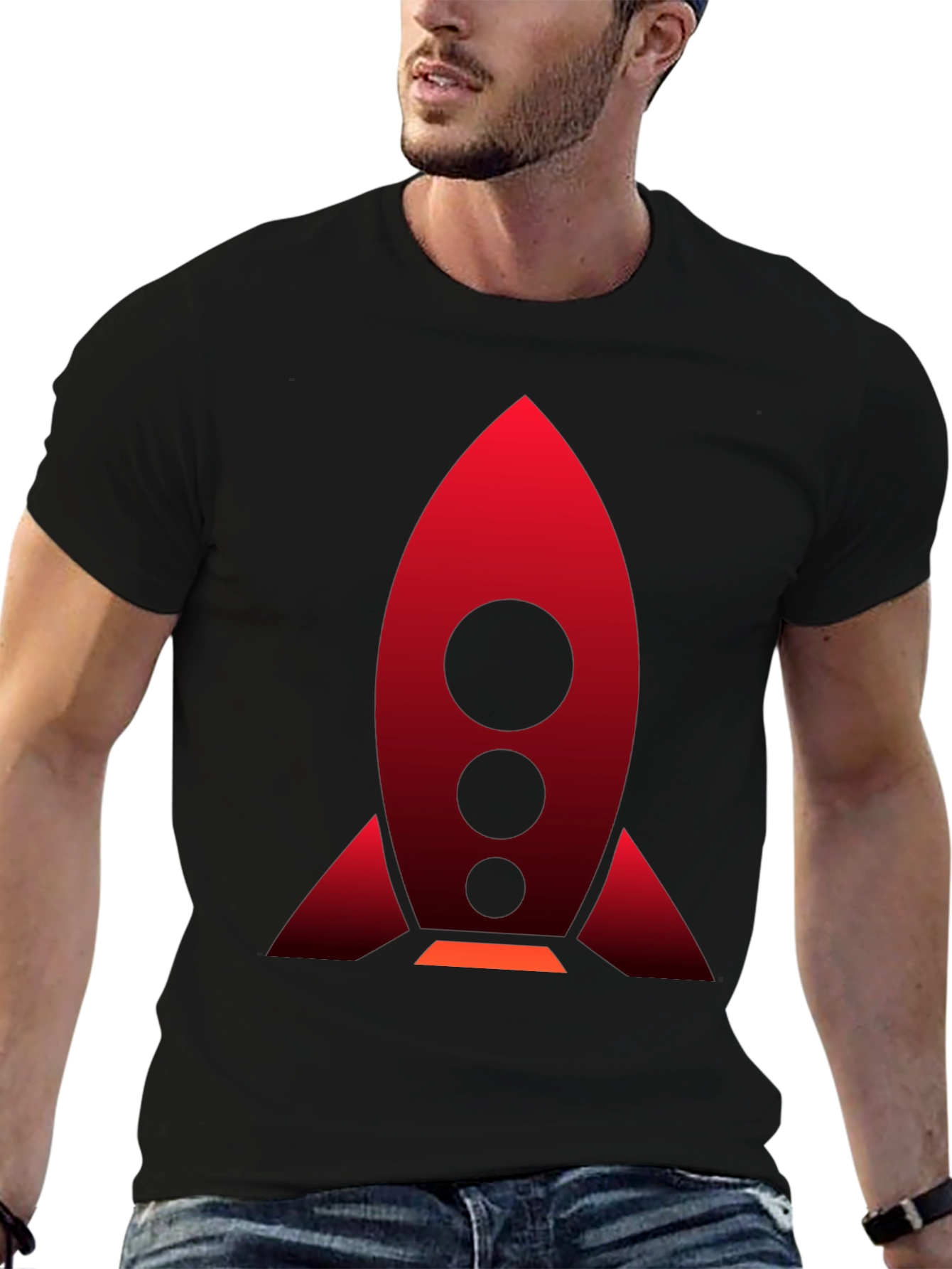 Rocket Graphic Black T-Shirt | Bold Space Design