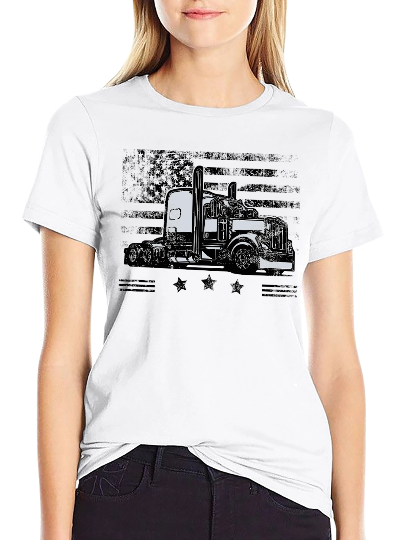 American Flag Trucker Graphic T-Shirt