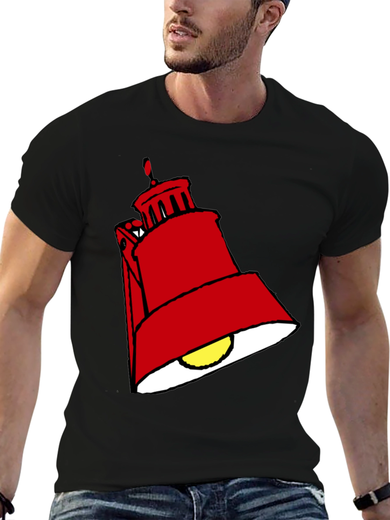 Red Lamp Graphic Black T-Shirt