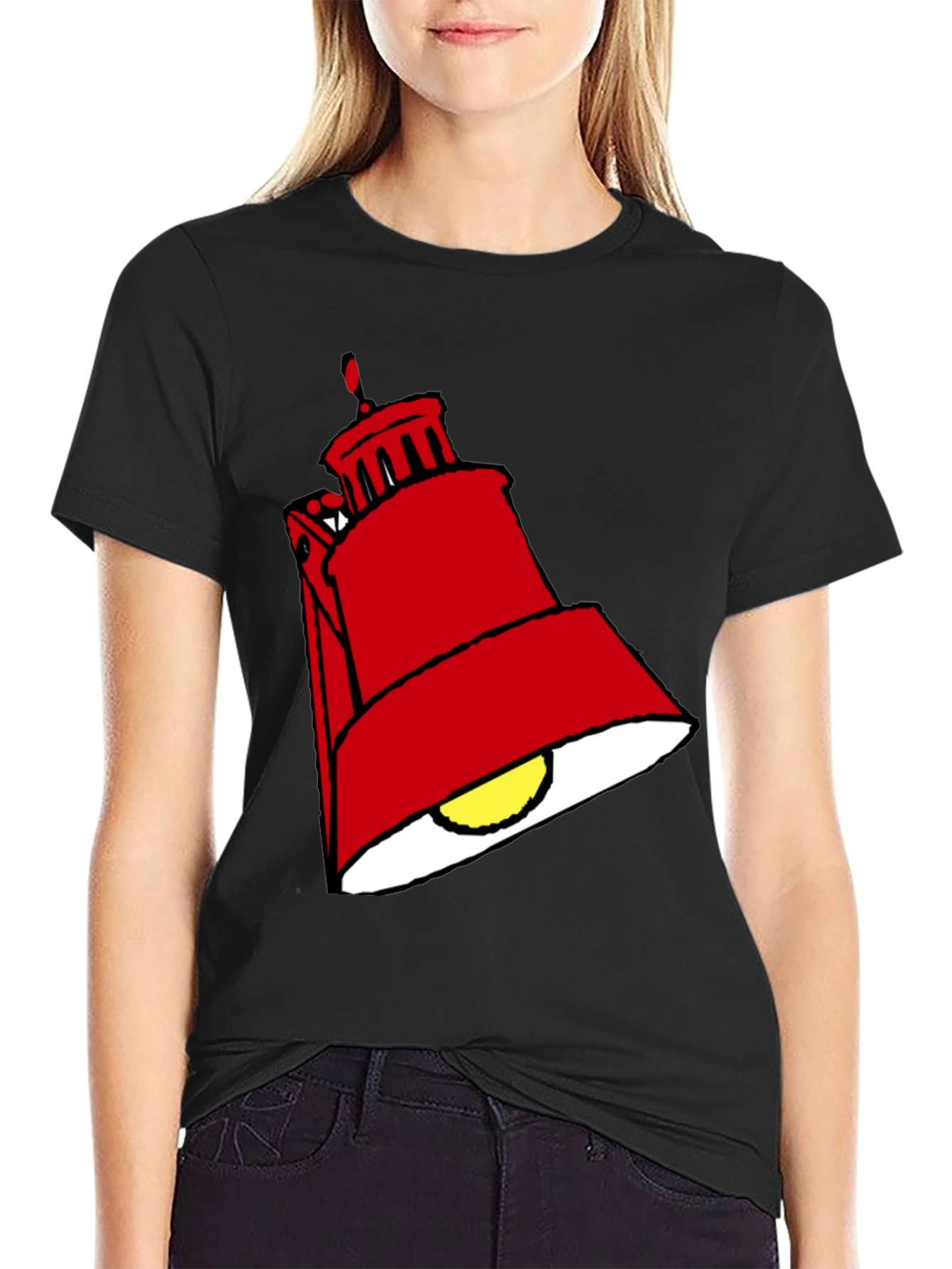 Red Lamp Graphic Black T-Shirt