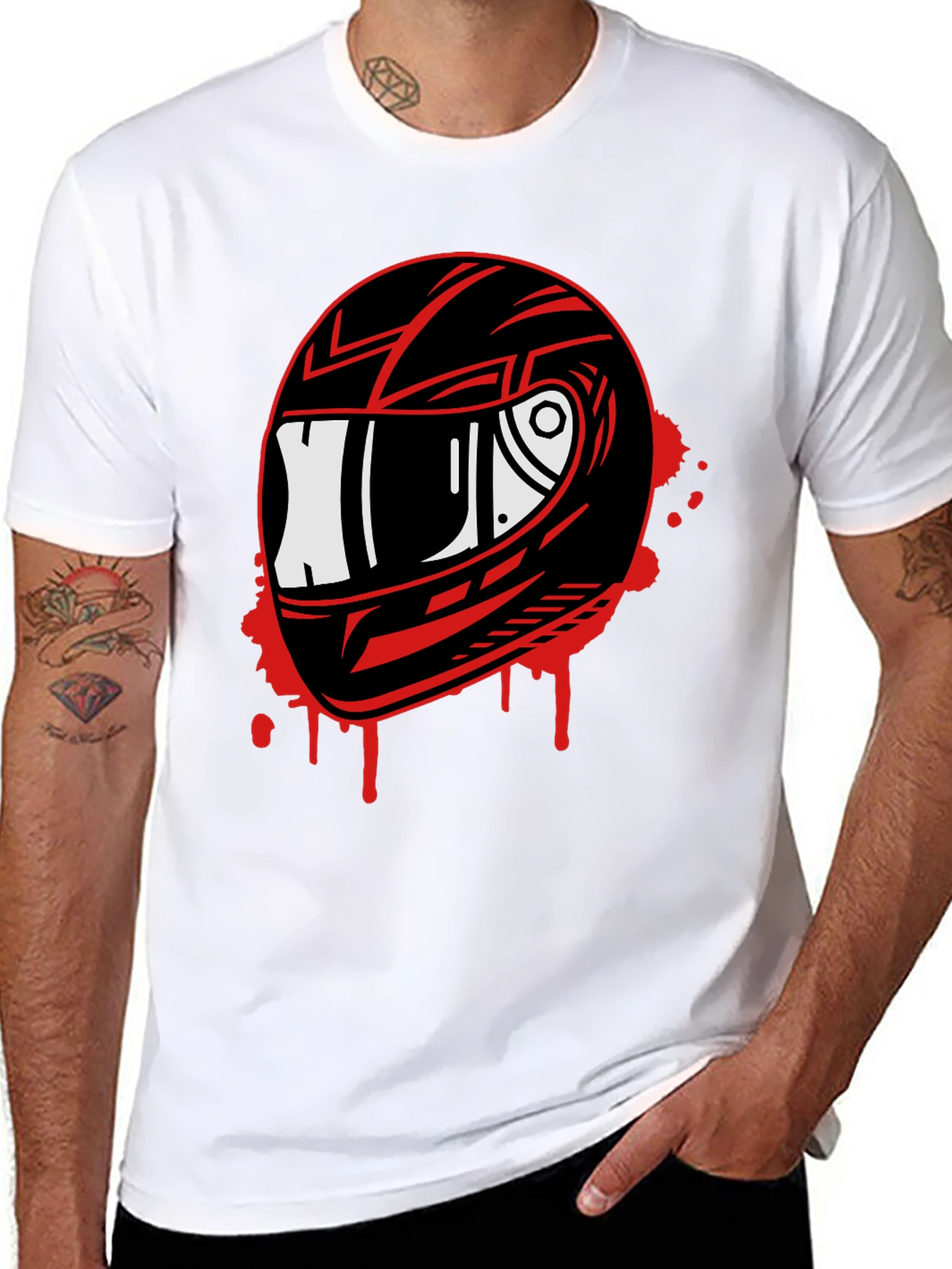 Motorcycle Helmet Graphic Tee - Black