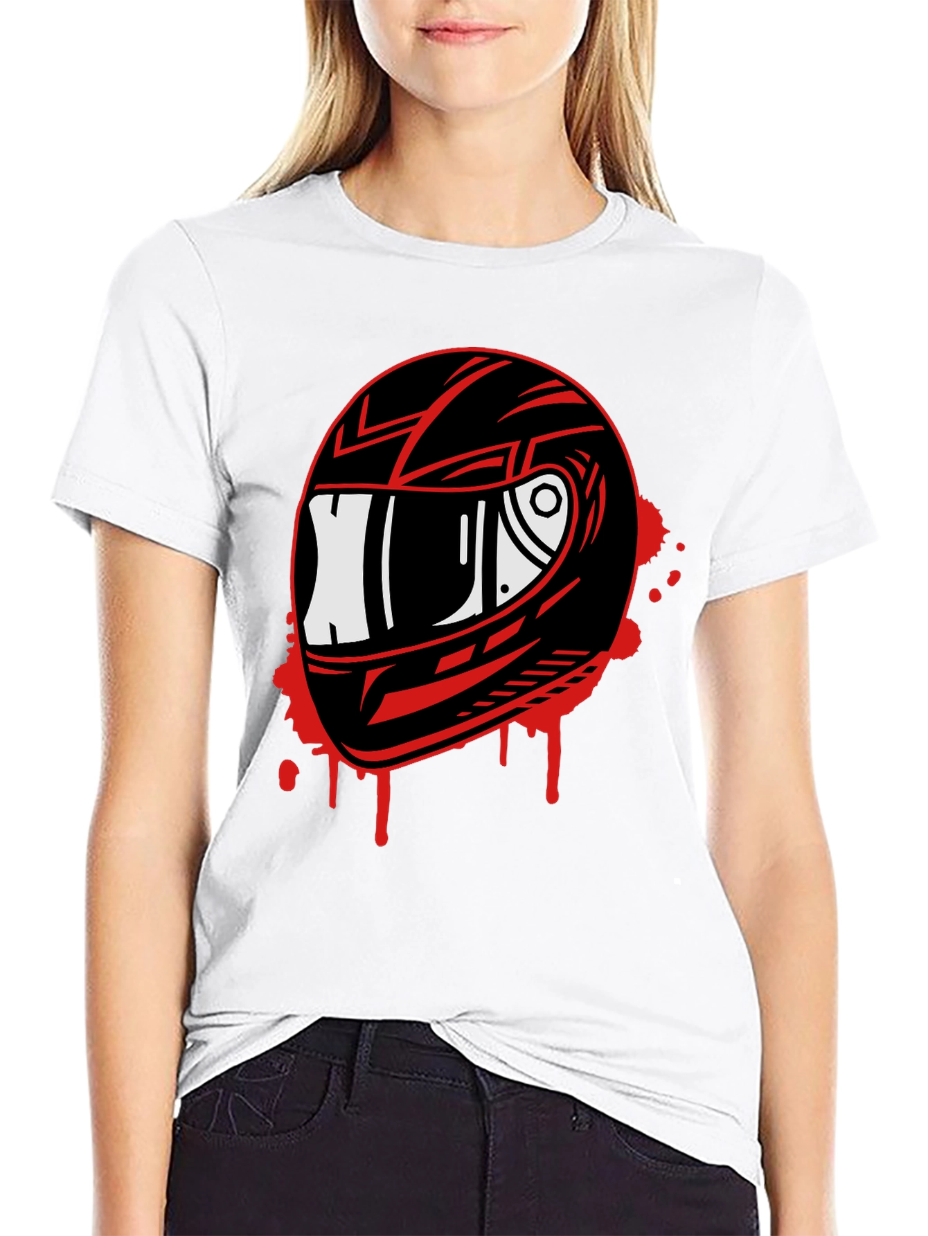 Motorcycle Helmet Graphic Tee - Black