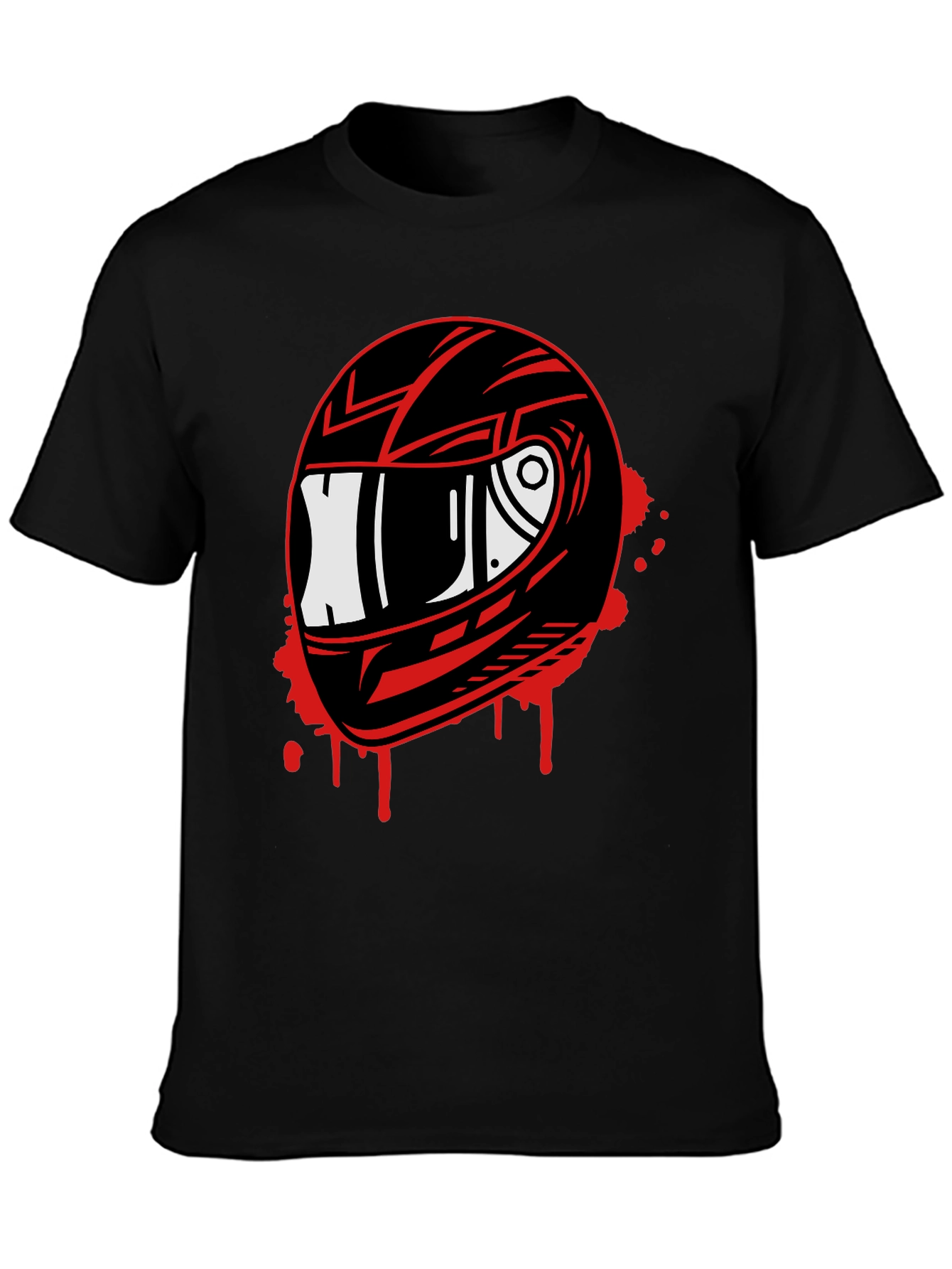 Motorcycle Helmet Graphic Tee - Black