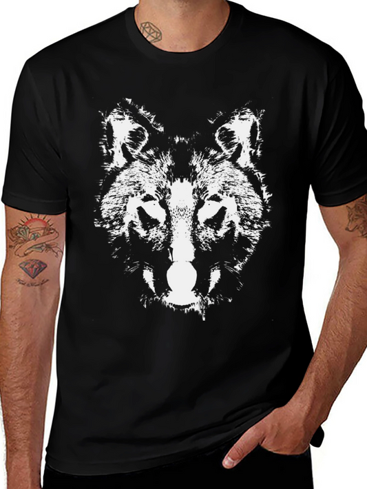 Wolf Graphic Print Black Cotton Tee