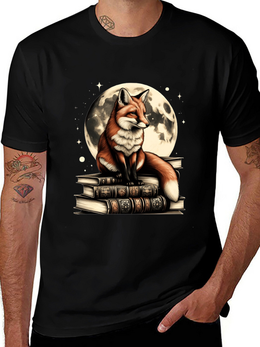 Fox on Books Graphic Tee - Literary Fox Lover Shirt