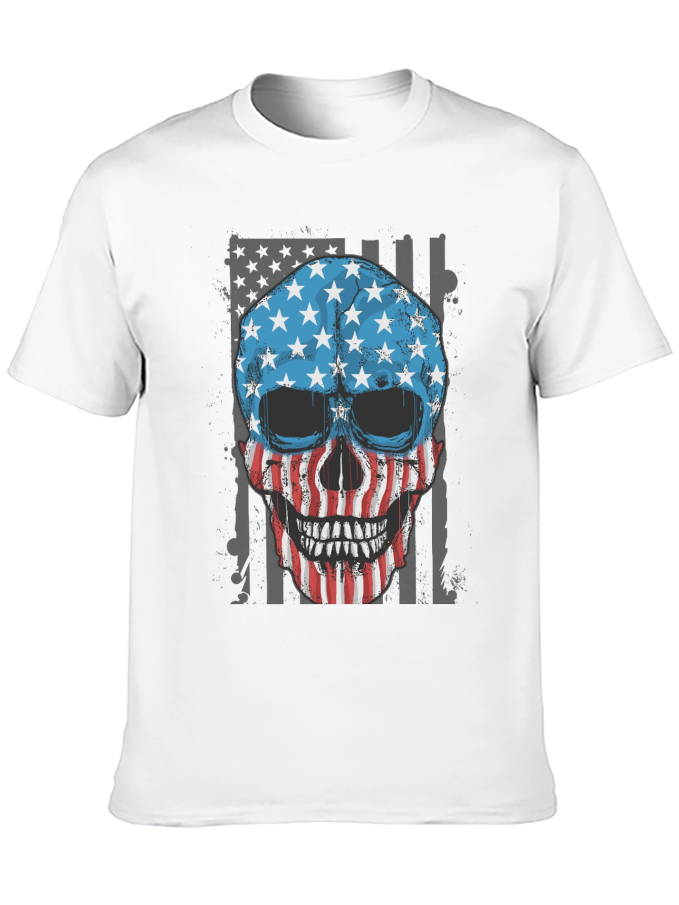 American Flag Skull Graphic T-Shirt Patriotic USA Tee