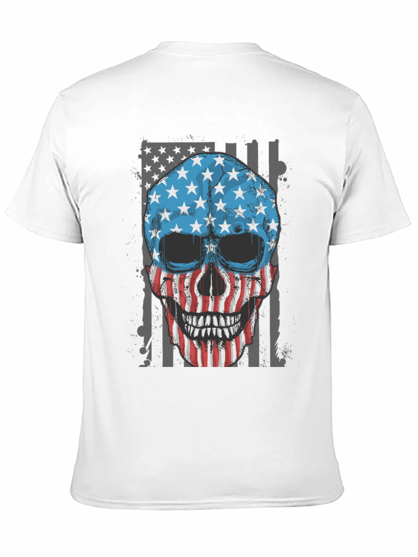 American Flag Skull Graphic T-Shirt Patriotic USA Tee